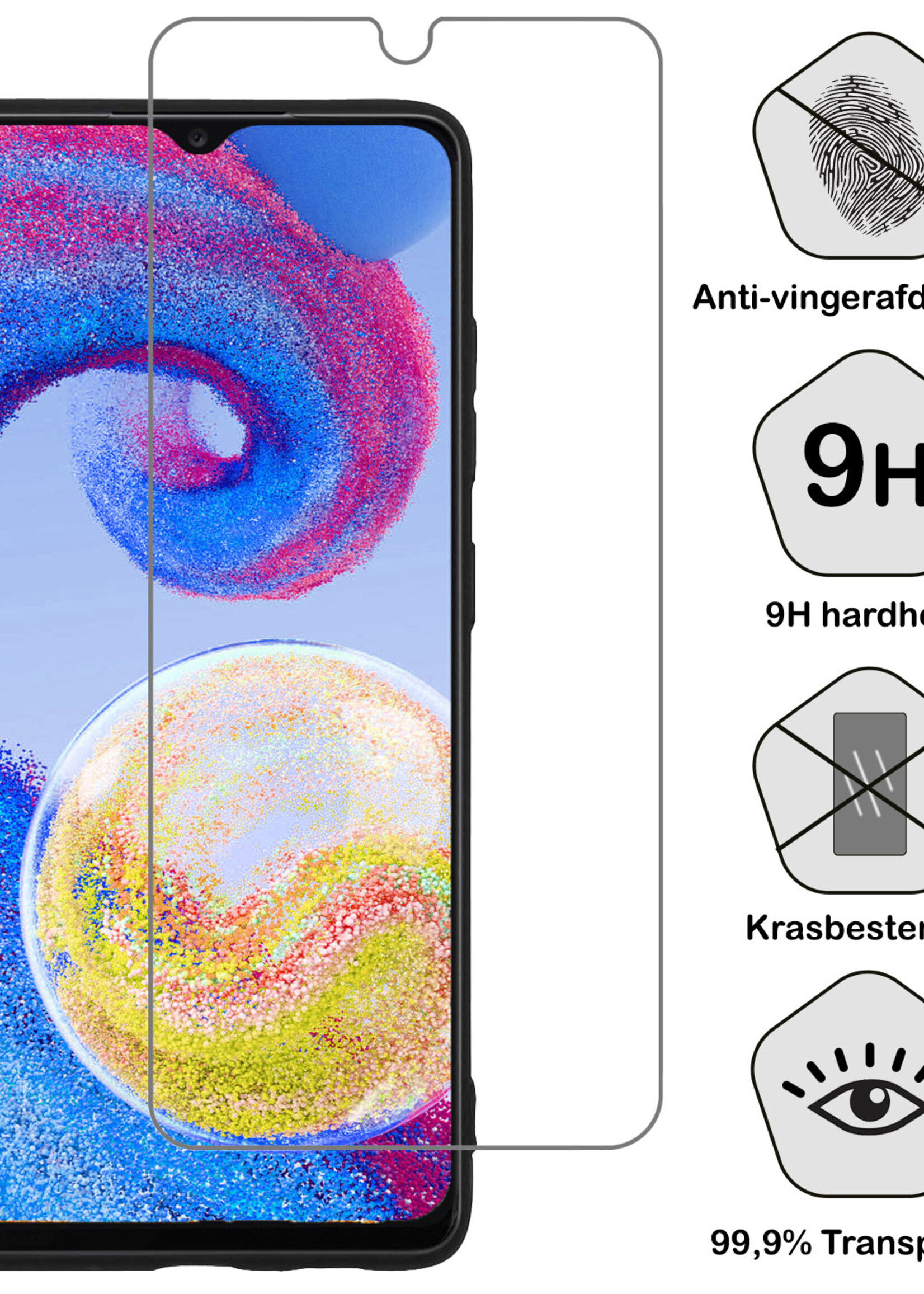 BTH Hoesje Geschikt voor Samsung A04s Hoesje Book Case Hoes Portemonnee Cover Walletcase Met Screenprotector - Hoes Geschikt voor Samsung Galaxy A04s Hoes Bookcase Hoesje - Lichtroze