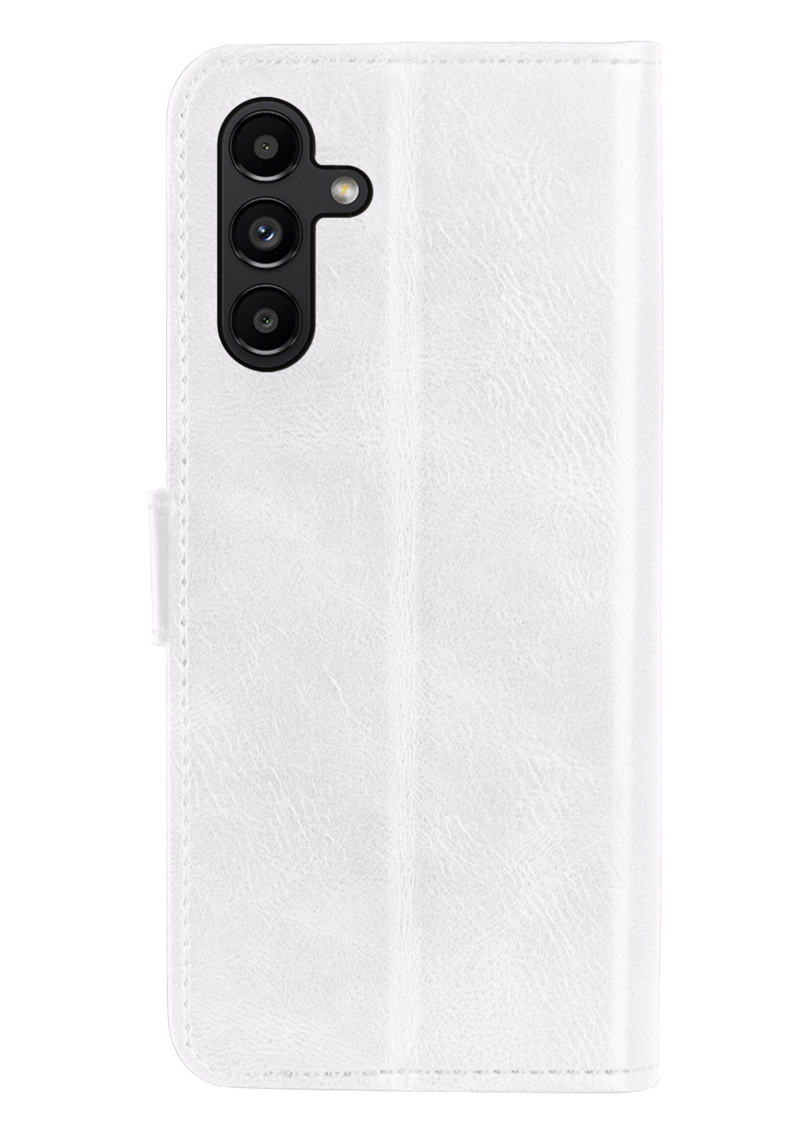 BTH Hoesje Geschikt voor Samsung A04s Hoesje Book Case Hoes Portemonnee Cover Walletcase Met 2x Screenprotector - Hoes Geschikt voor Samsung Galaxy A04s Hoes Bookcase Hoesje - Wit