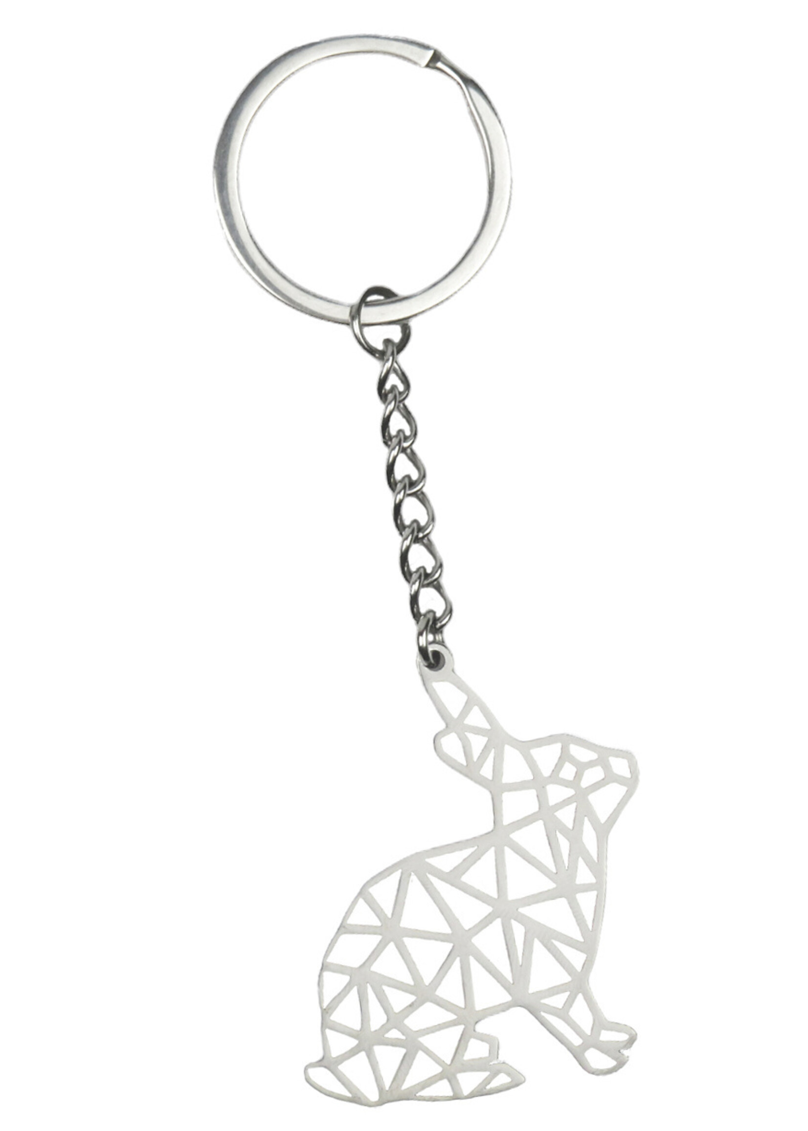 BTH Sleutelhanger Metaal Geometrisch Patroon Metalen Sleutelhanger Dier - Konijn