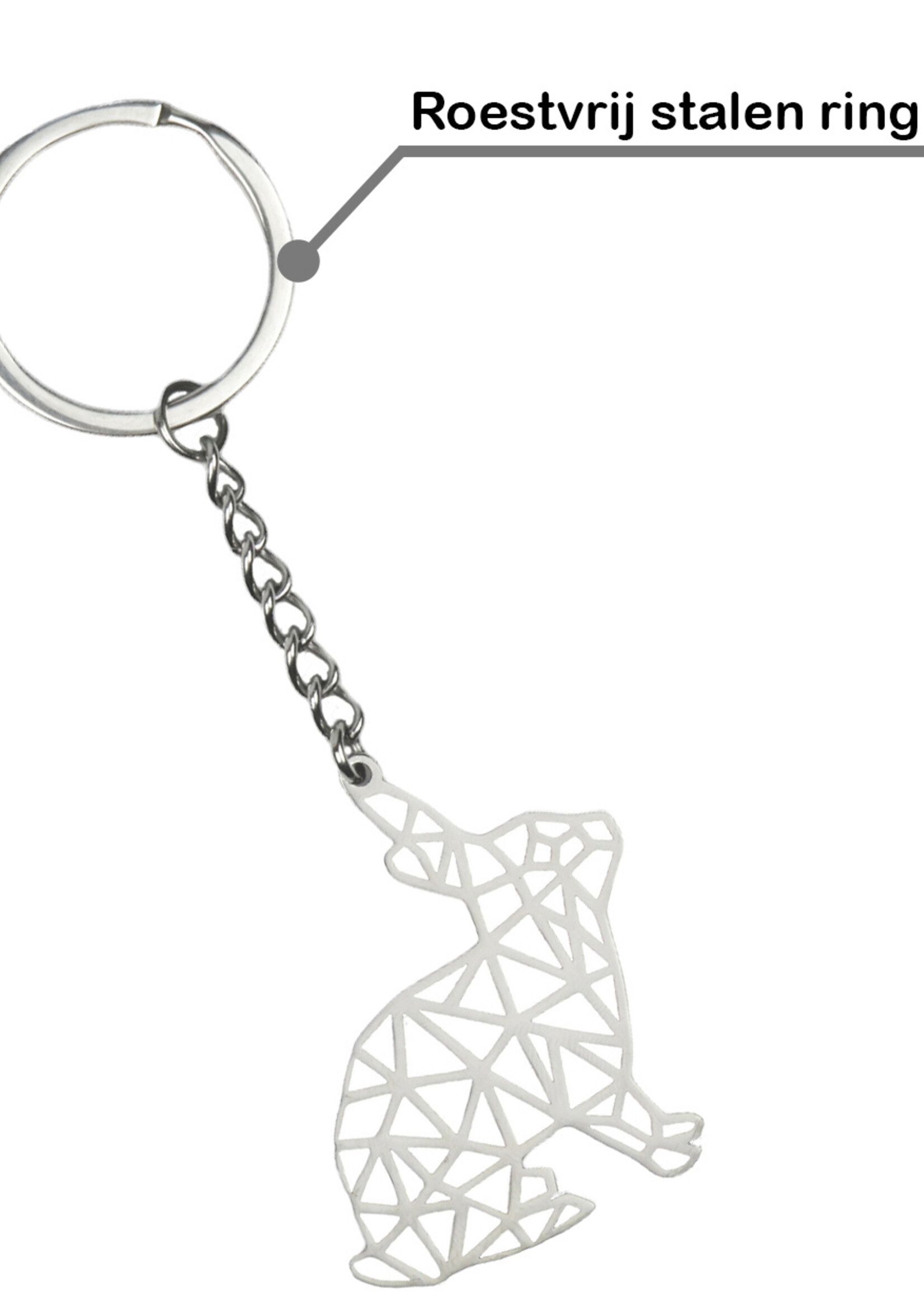 BTH Sleutelhanger Metaal Geometrisch Patroon Metalen Sleutelhanger Dier - Konijn