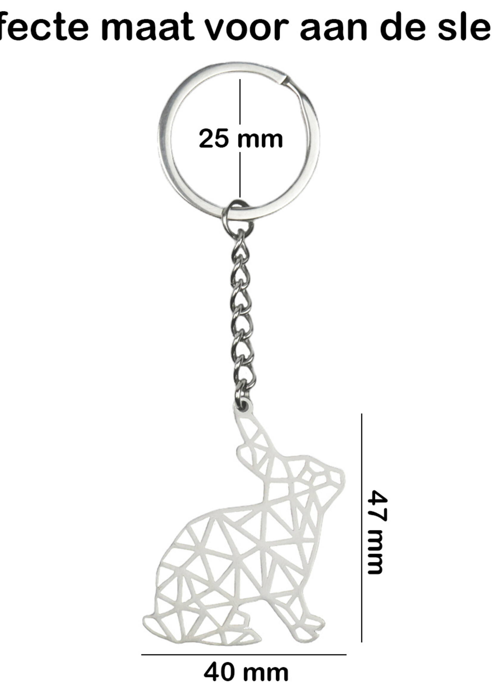 BTH Sleutelhanger Metaal Geometrisch Patroon Metalen Sleutelhanger Dier - Konijn