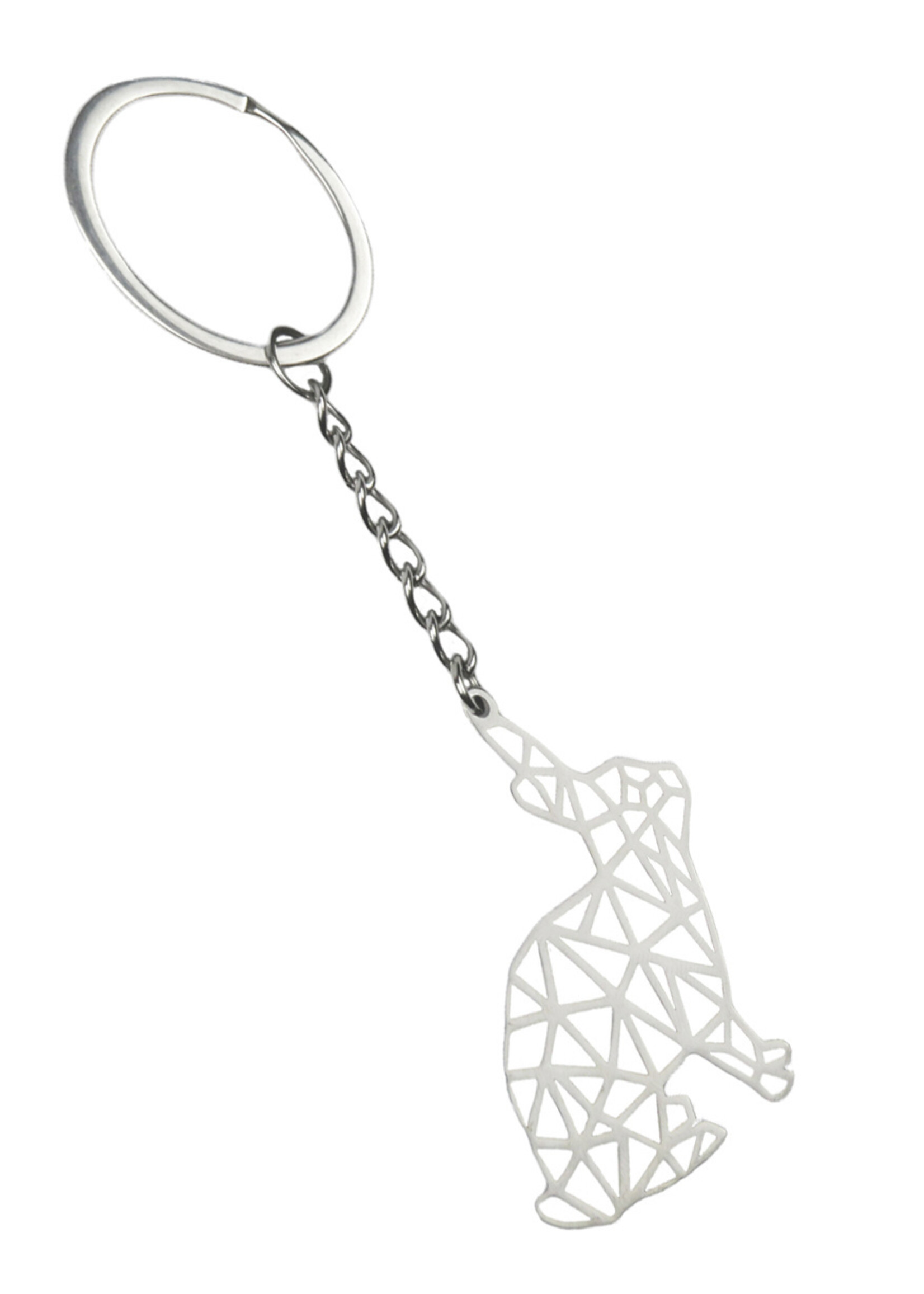 BTH Sleutelhanger Metaal Geometrisch Patroon Metalen Sleutelhanger Dier - Konijn
