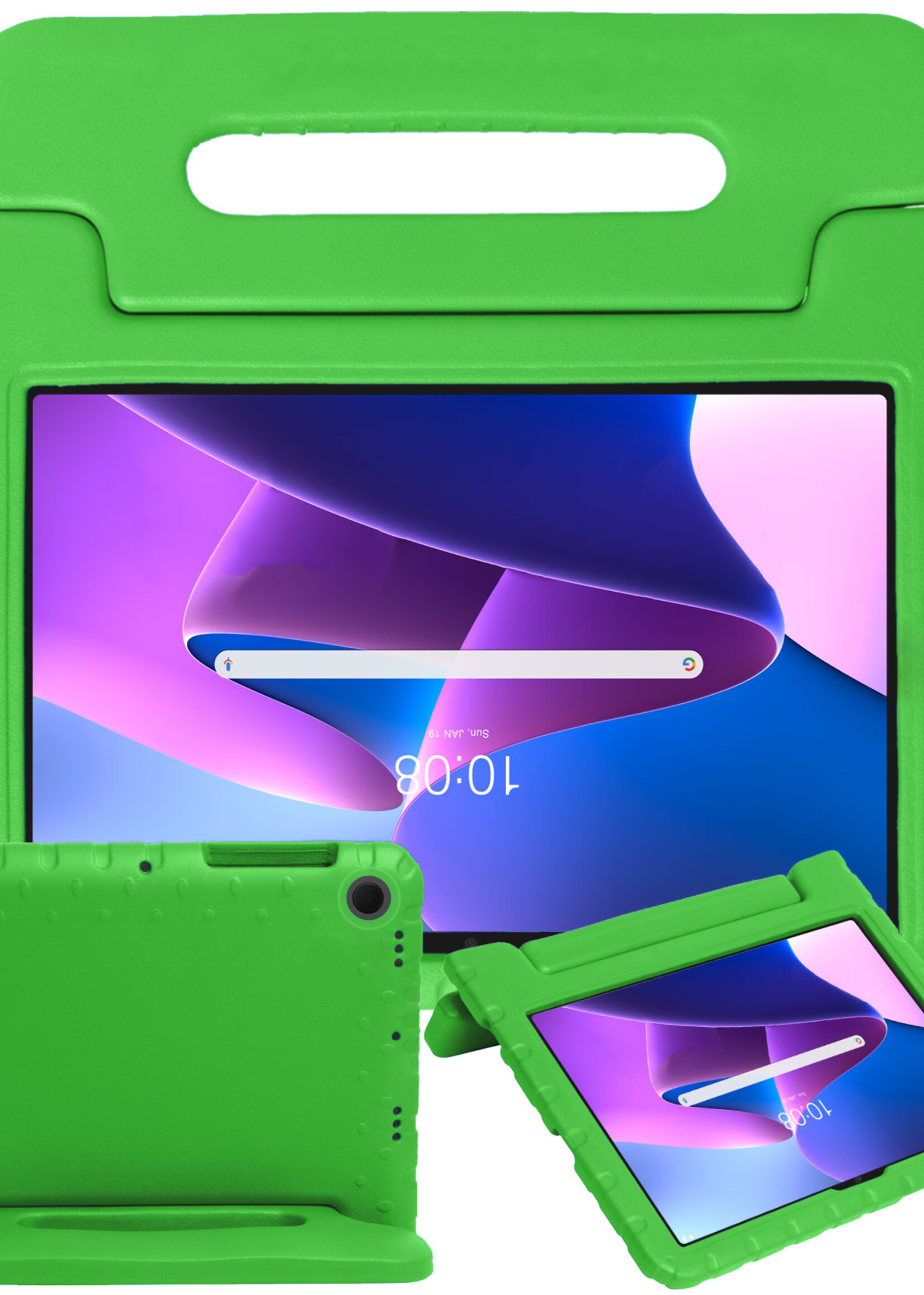 BTH Kinderhoes Geschikt voor Lenovo Tab M10 Plus 3rd Gen Hoes Kinder Hoesje Kids Case Cover Kidsproof Met Screenprotector - Hoesje Geschikt voor Lenovo Tab M10 Plus (3e Gen) Hoesje Kinder Hoes - Groen