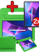 BTH BTH Lenovo Tab M10 Plus (3e generatie) Kinderhoes Met 2x Screenprotector - Groen