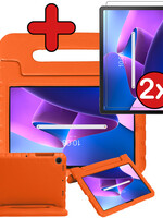 BTH BTH Lenovo Tab M10 Plus (3e generatie) Kinderhoes Met 2x Screenprotector - Oranje