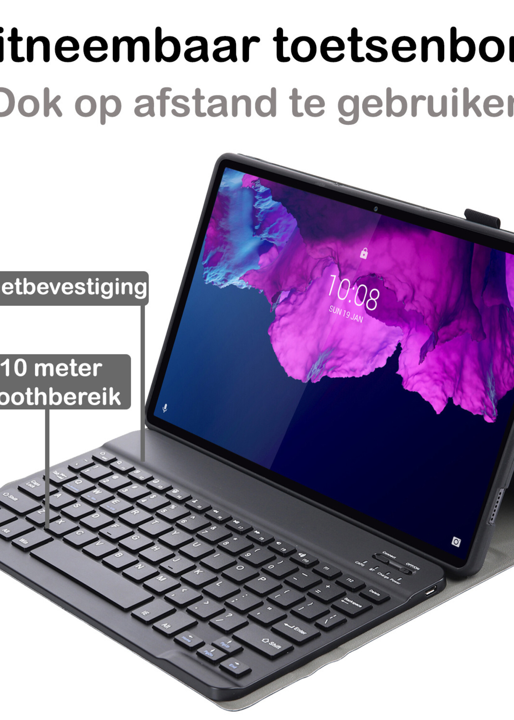 BTH Lenovo P11 Hoesje Toetsenbord Hoes Luxe Keyboard Case Cover - Zwart
