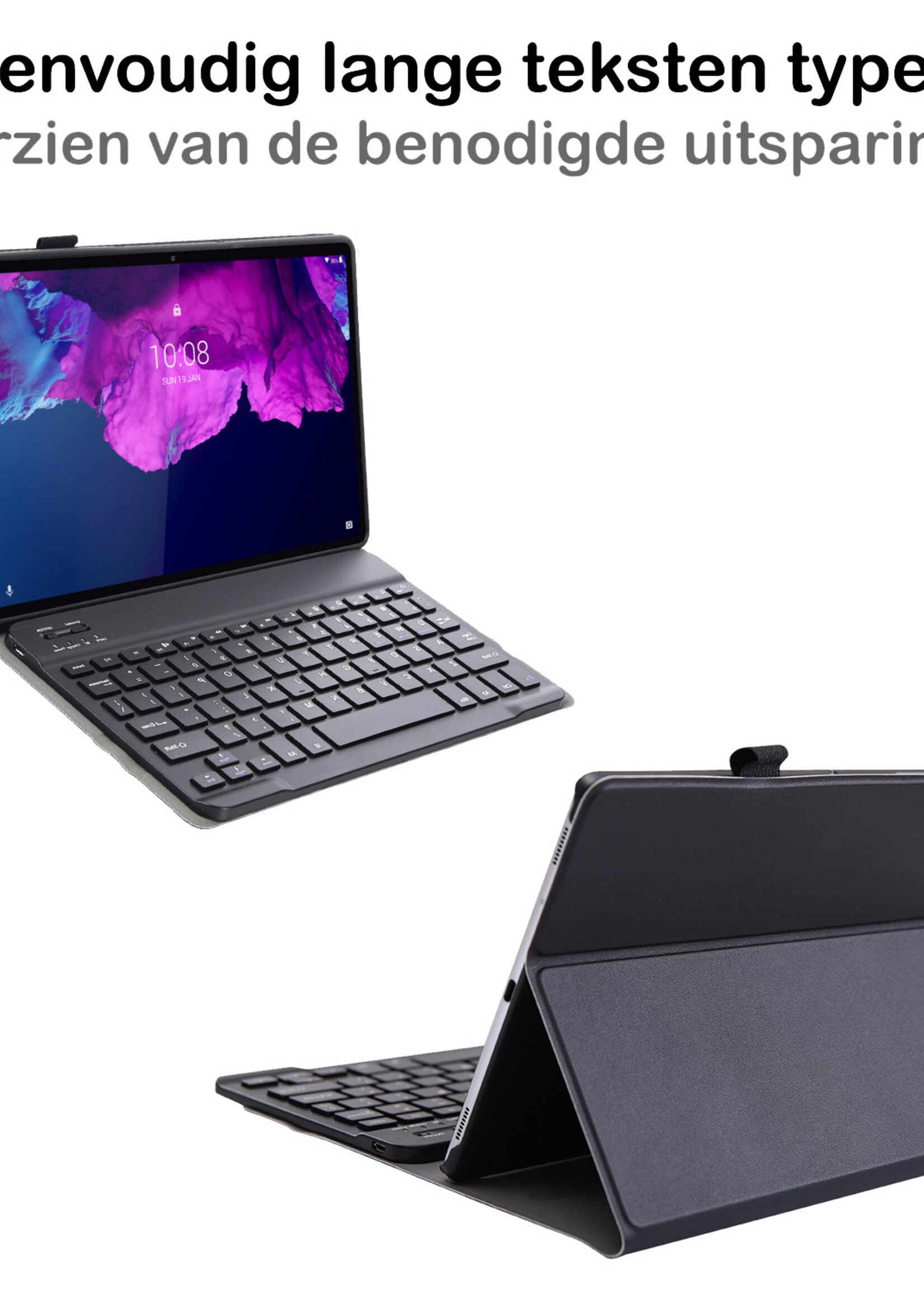 BTH Lenovo P11 Hoesje Toetsenbord Hoes Luxe Keyboard Case Cover - Zwart