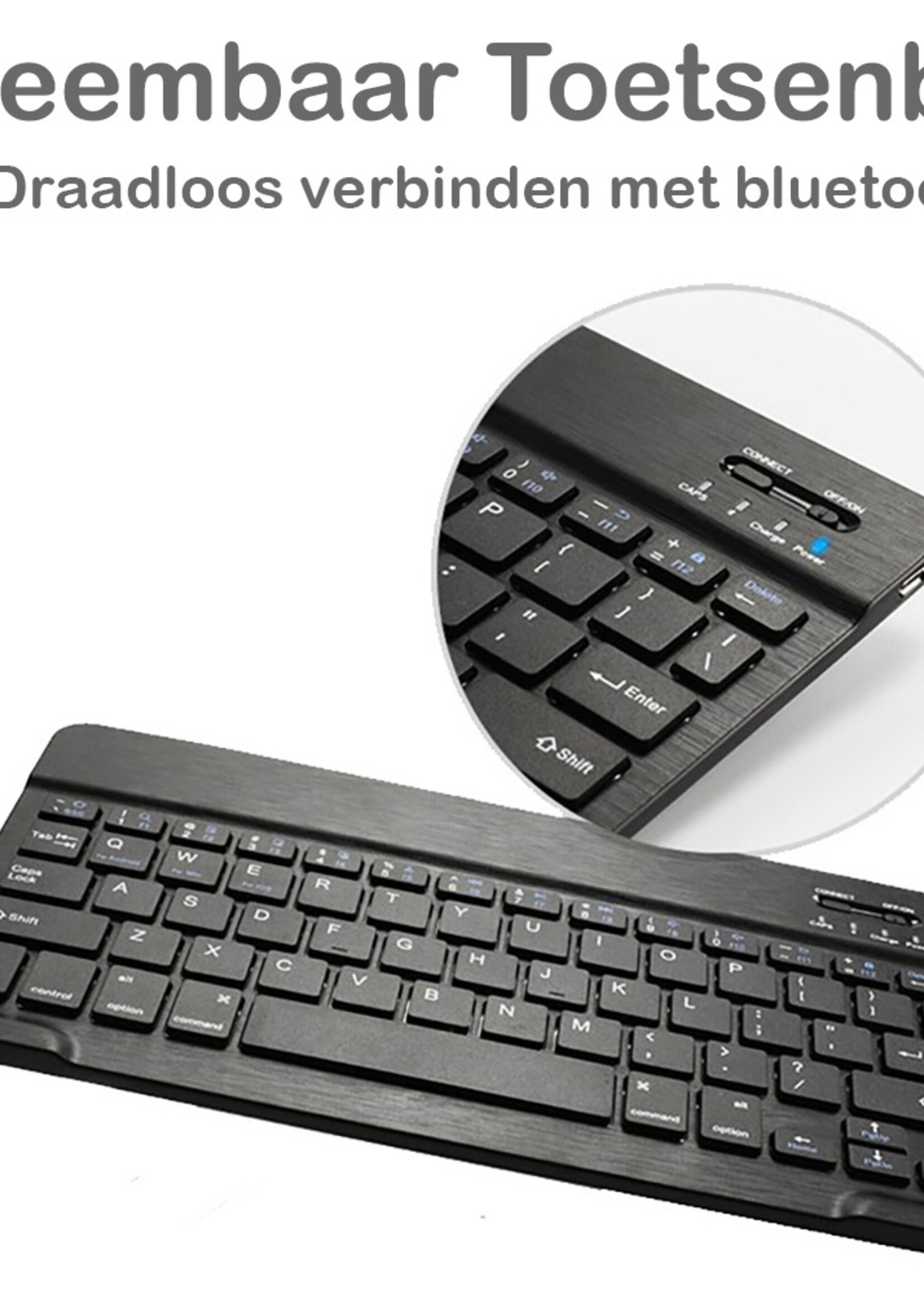 BTH Lenovo M10 Plus (3e generatie) Hoesje Toetsenbord Hoes Luxe Keyboard Case Cover - Zwart