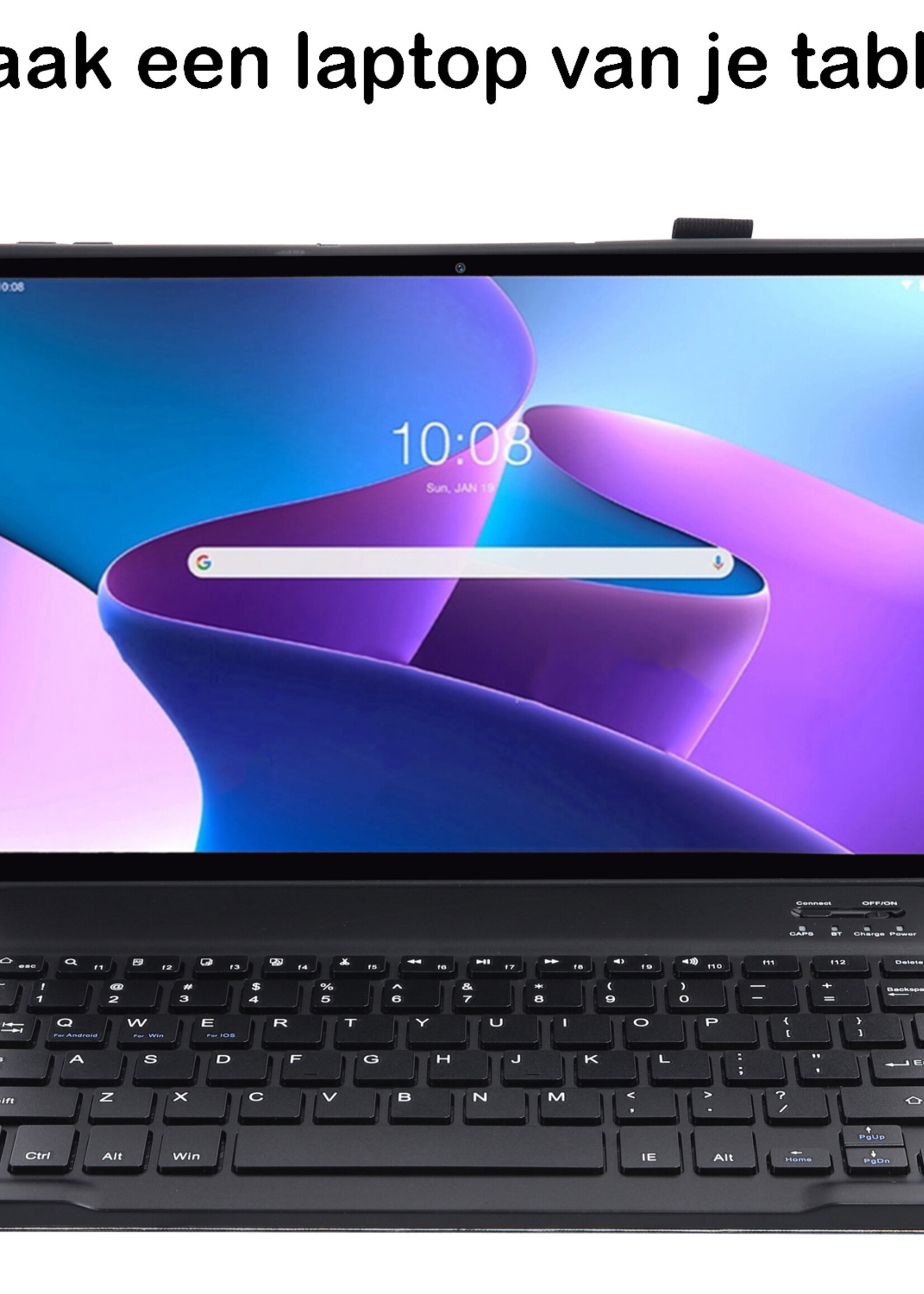 BTH Hoes Geschikt voor Lenovo Tab M10 Plus 3rd Gen Hoes Toetsenbord Hoesje Keyboard Case Cover Met Screenprotector - Hoesje Geschikt voor Lenovo Tab M10 Plus (3e Gen) Hoes Toetsenbord Case - Zwart