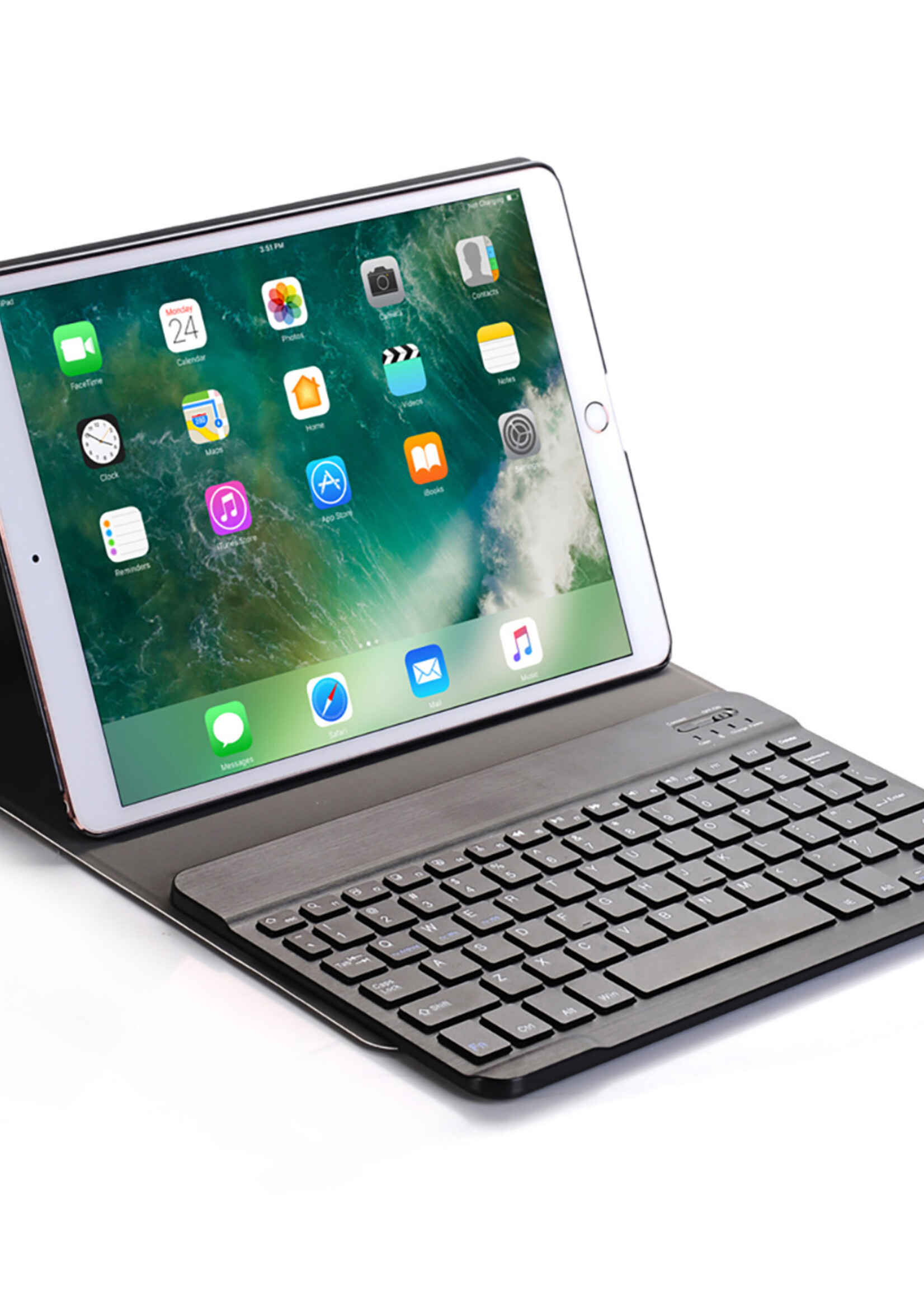 BTH Hoes Geschikt voor iPad 10.2 2021 Hoes Toetsenbord Hoesje Keyboard Case Cover Met Screenprotector - Hoesje Geschikt voor iPad 9 Hoes Toetsenbord Case - Goud