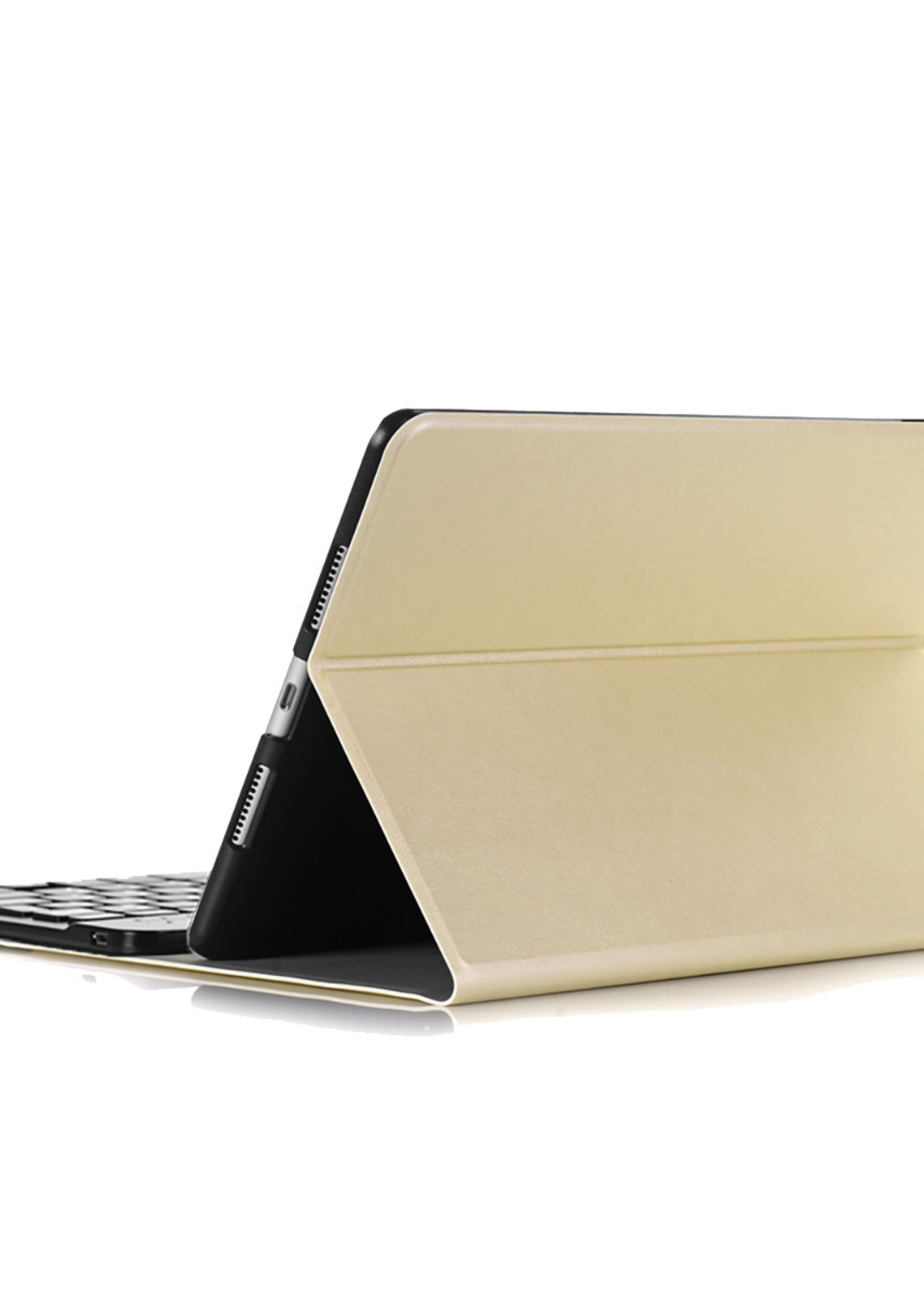 BTH Hoes Geschikt voor iPad 10.2 2021 Hoes Toetsenbord Hoesje Keyboard Case Cover Met Screenprotector - Hoesje Geschikt voor iPad 9 Hoes Toetsenbord Case - Goud
