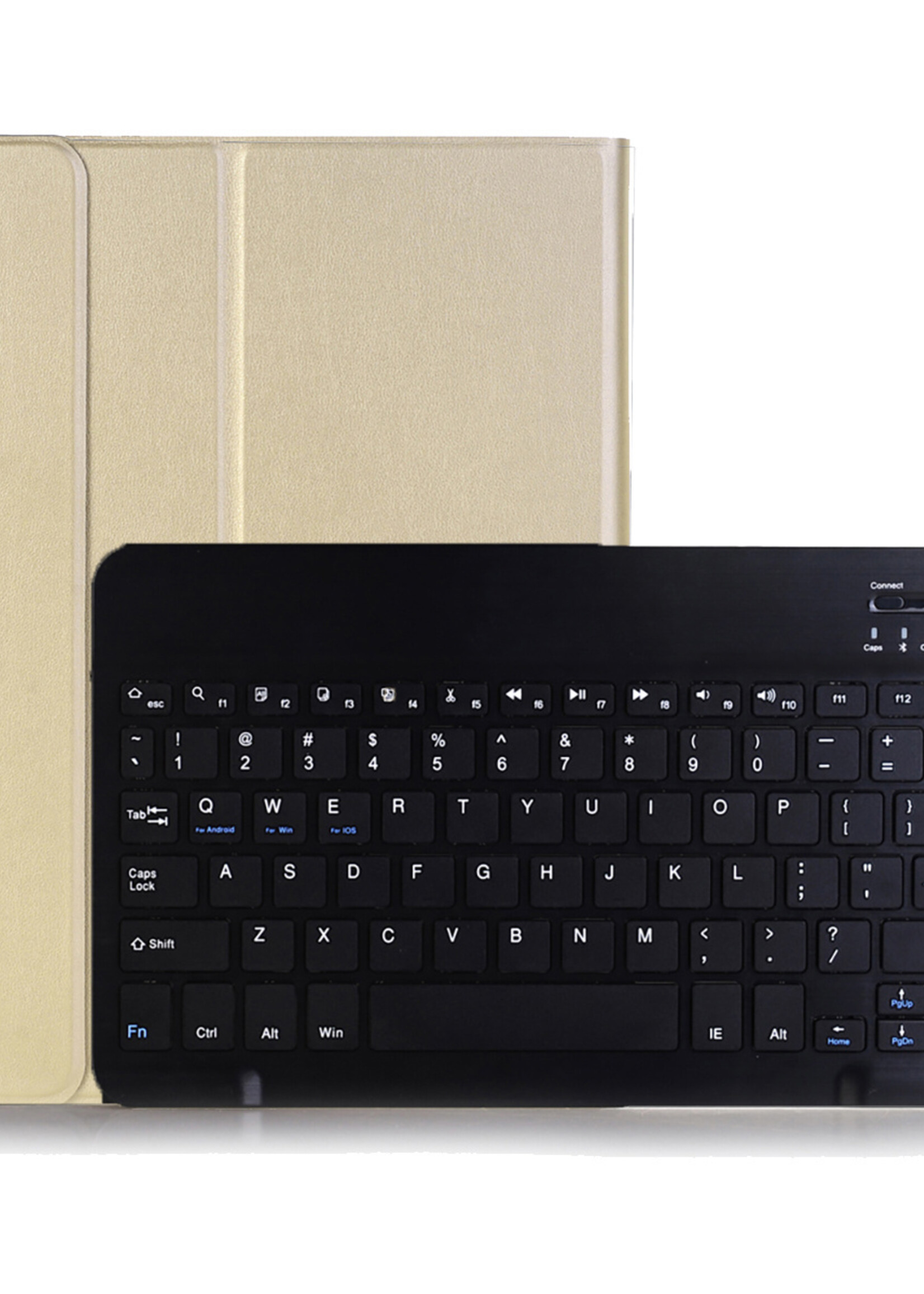 BTH Hoes Geschikt voor iPad 10.2 2021 Hoes Toetsenbord Hoesje Keyboard Case Cover Met Screenprotector - Hoesje Geschikt voor iPad 9 Hoes Toetsenbord Case - Goud