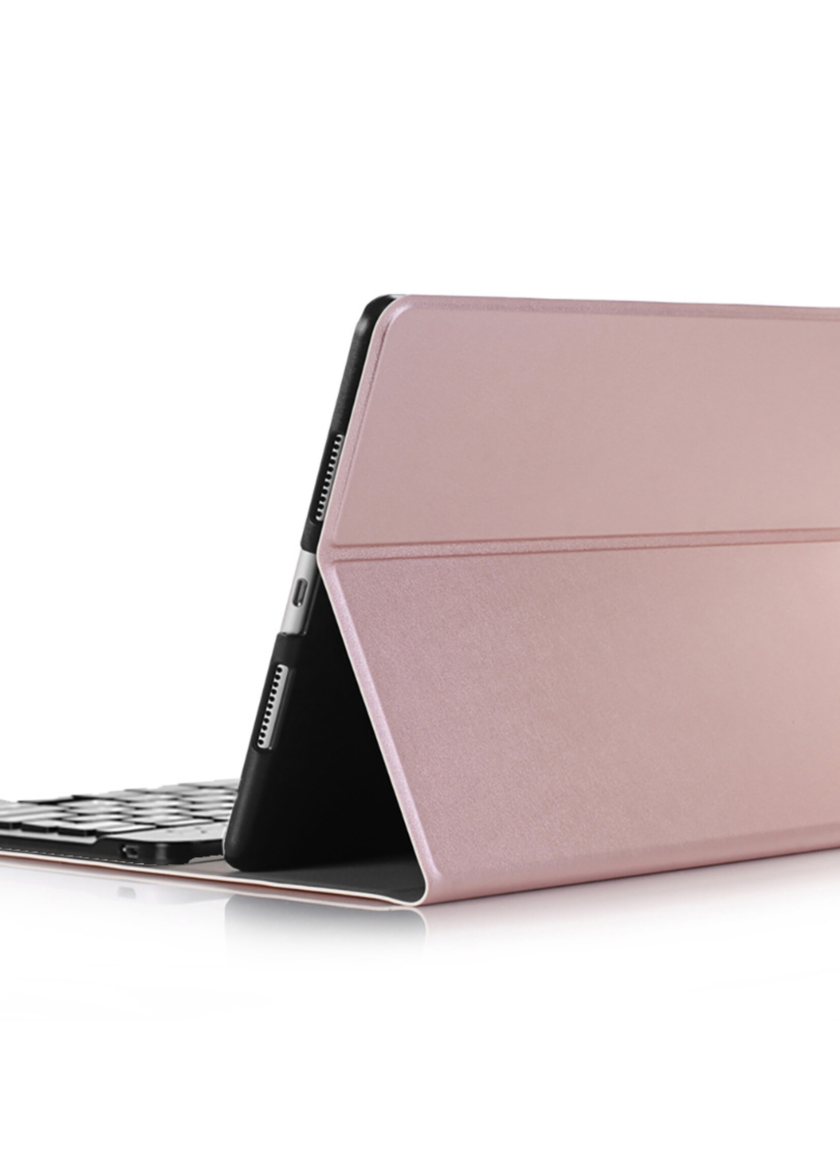 BTH Hoes Geschikt voor iPad 10.2 2021 Hoes Toetsenbord Hoesje Keyboard Case Cover Met Screenprotector - Hoesje Geschikt voor iPad 9 Hoes Toetsenbord Case - Rosé goud