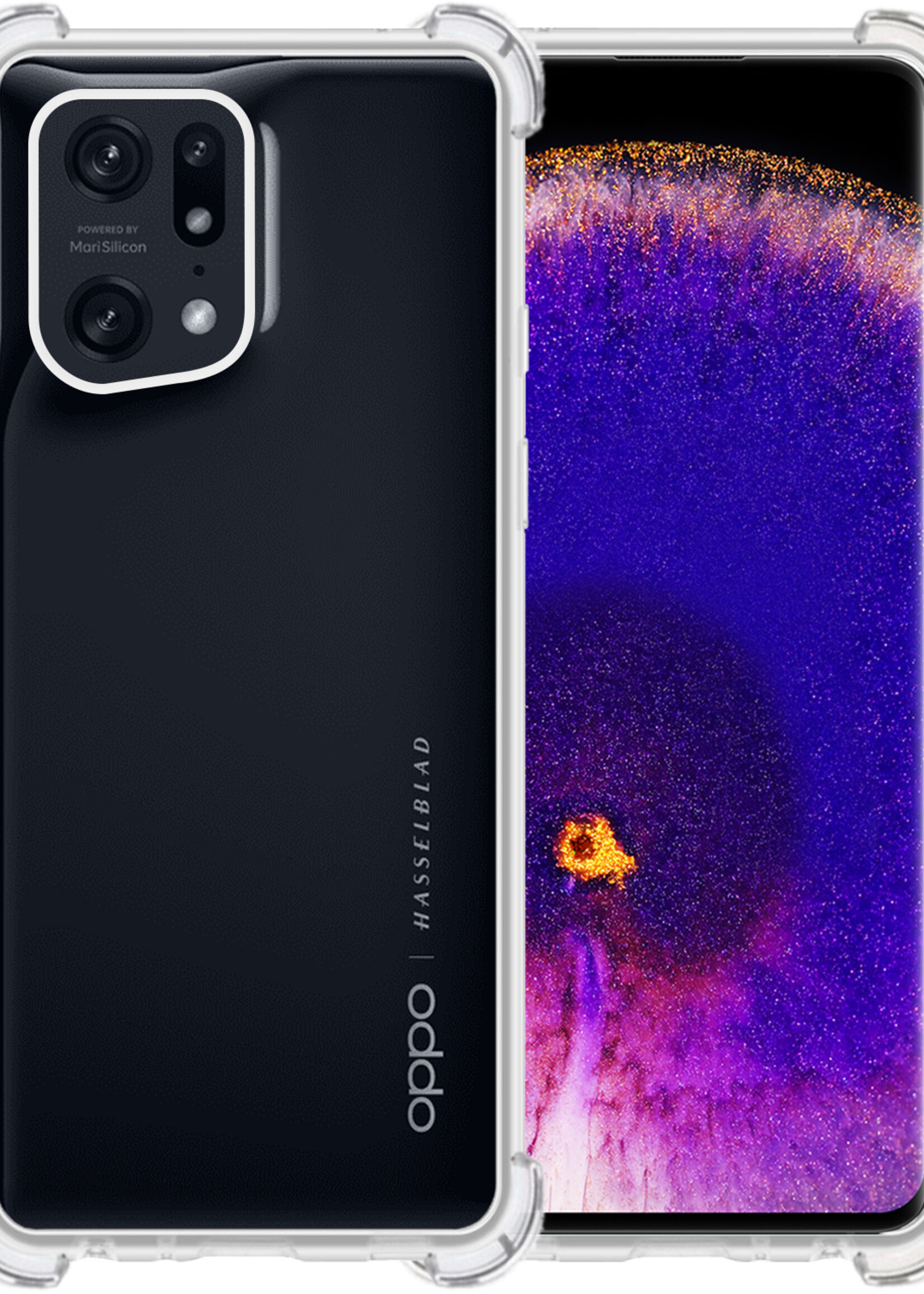 BTH OPPO Find X5 Hoesje Siliconen Shock Proof Case Hoes - OPPO Find X5 Hoes Cover Case Shockproof - Transparant
