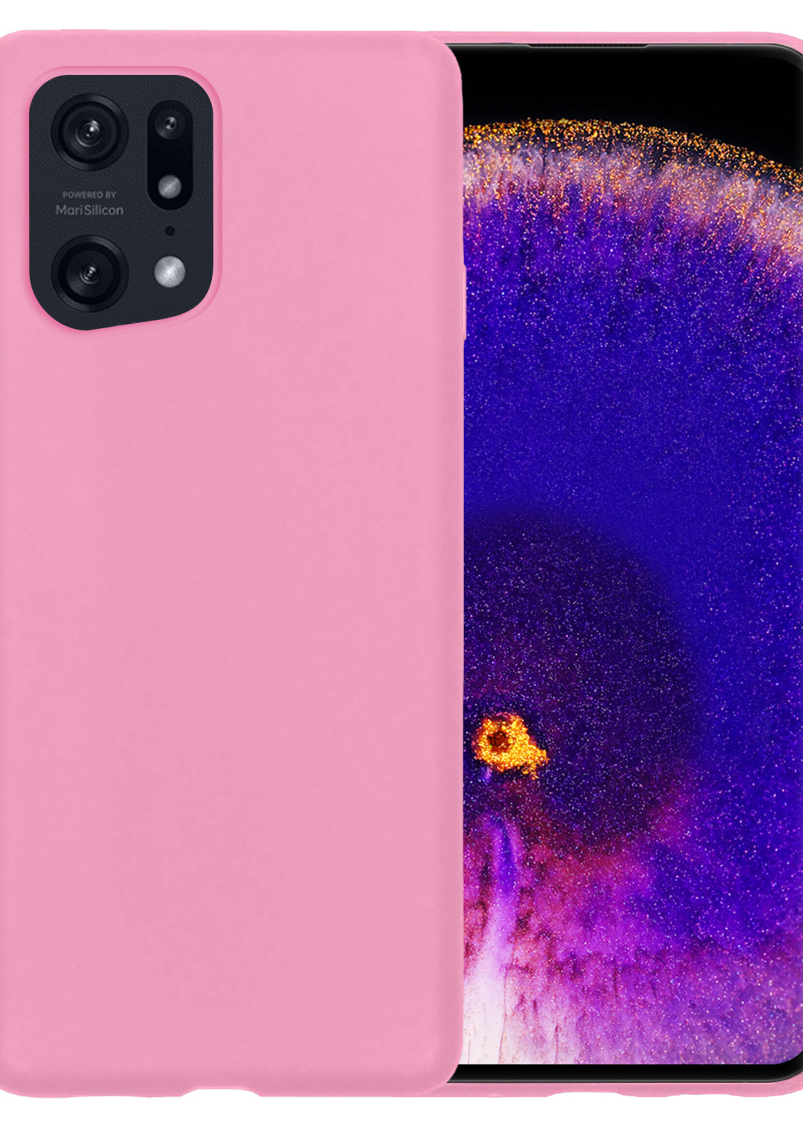 BTH OPPO Find X5 Hoesje Siliconen Case Cover - OPPO Find X5 Hoesje Cover Hoes Siliconen - Licht Roze