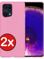 BTH BTH OPPO Find X5 Hoesje Siliconen - Lichtroze - 2 PACK