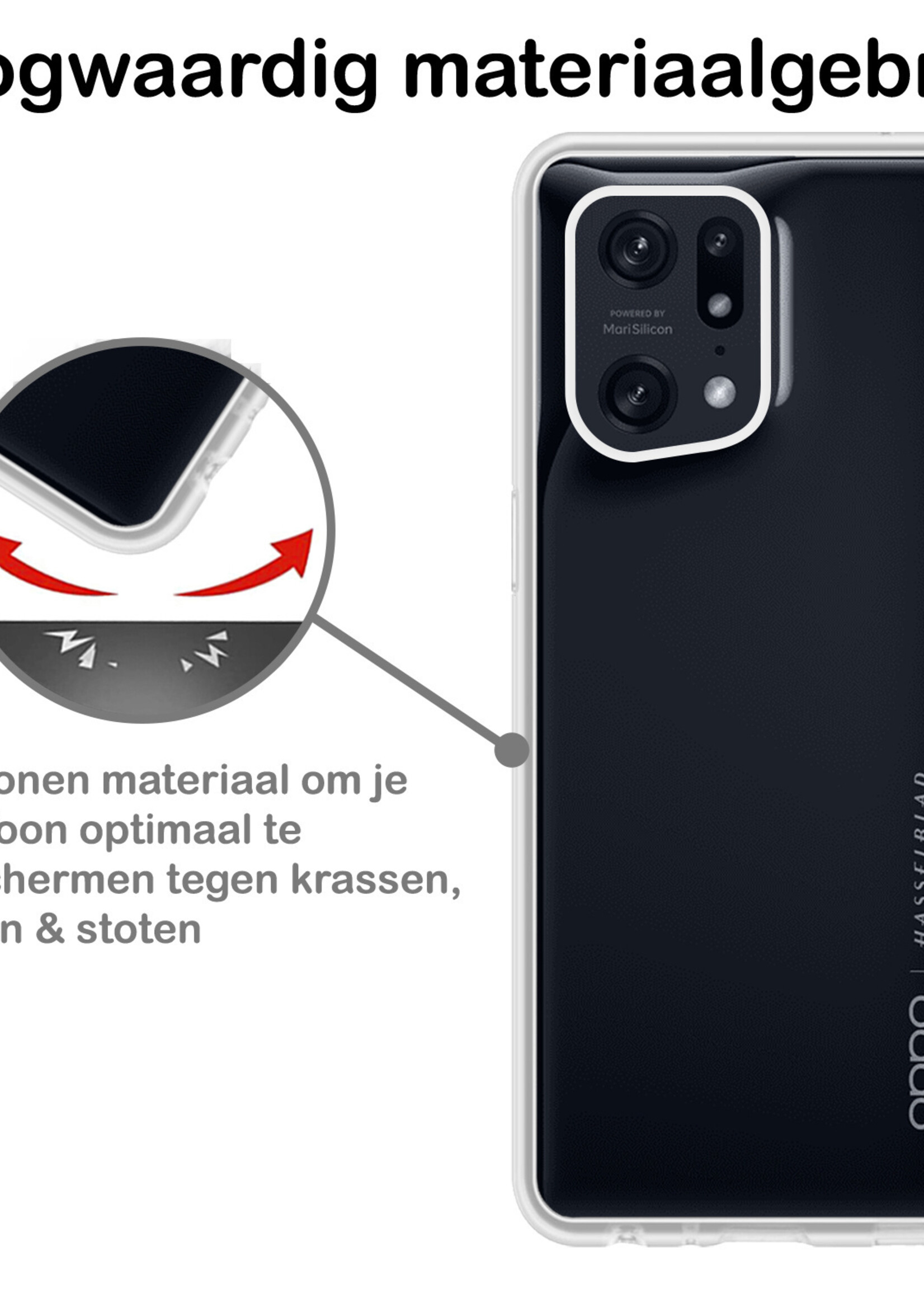 BTH Hoesje Geschikt voor OPPO Find X5 Hoesje Siliconen Case Hoes Met Screenprotector - Hoes Geschikt voor OPPO X5 Hoes Cover Case - Transparant