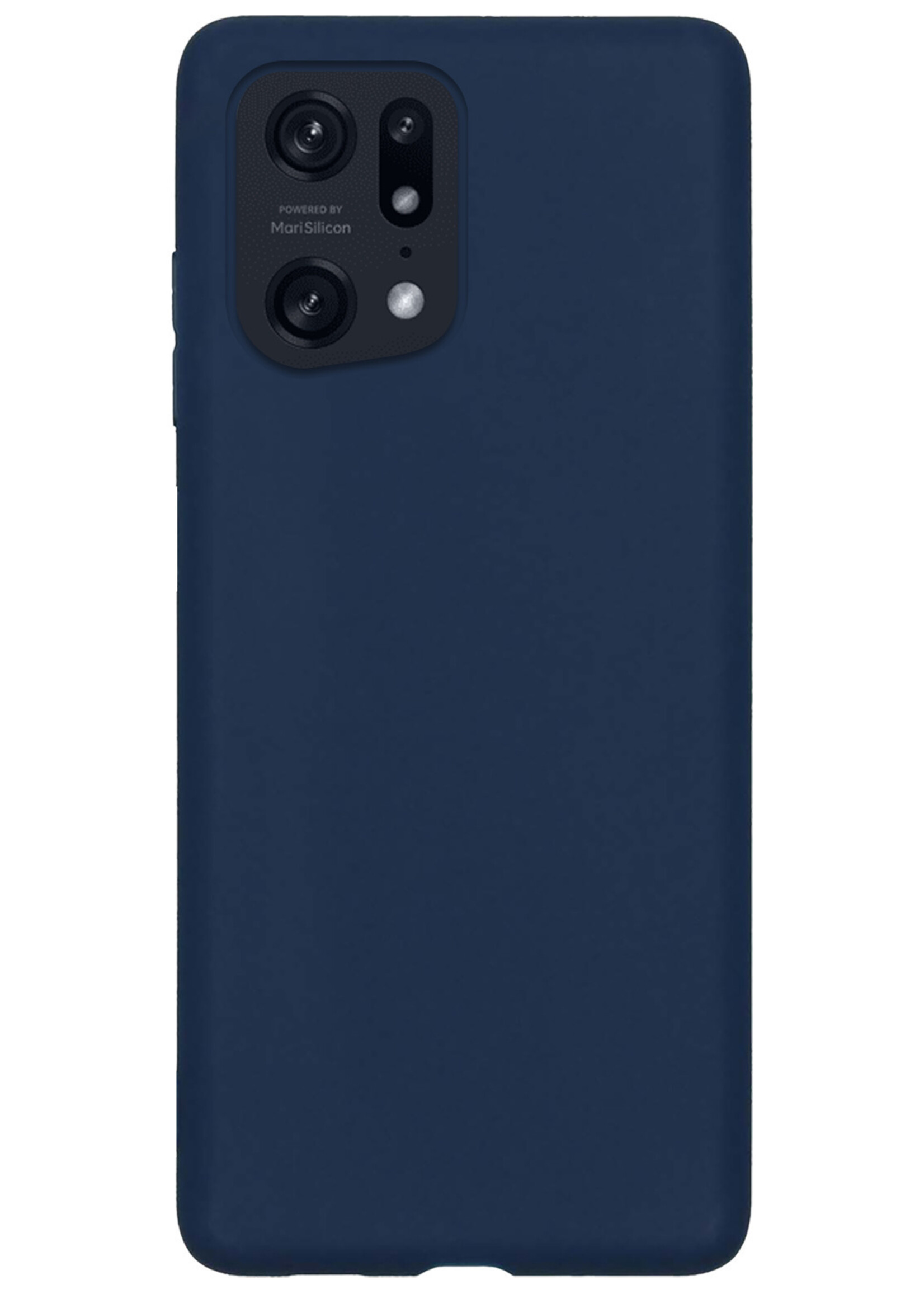 BTH Hoesje Geschikt voor OPPO Find X5 Hoesje Siliconen Case Hoes Met 2x Screenprotector - Hoes Geschikt voor OPPO X5 Hoes Cover Case - Donkerblauw