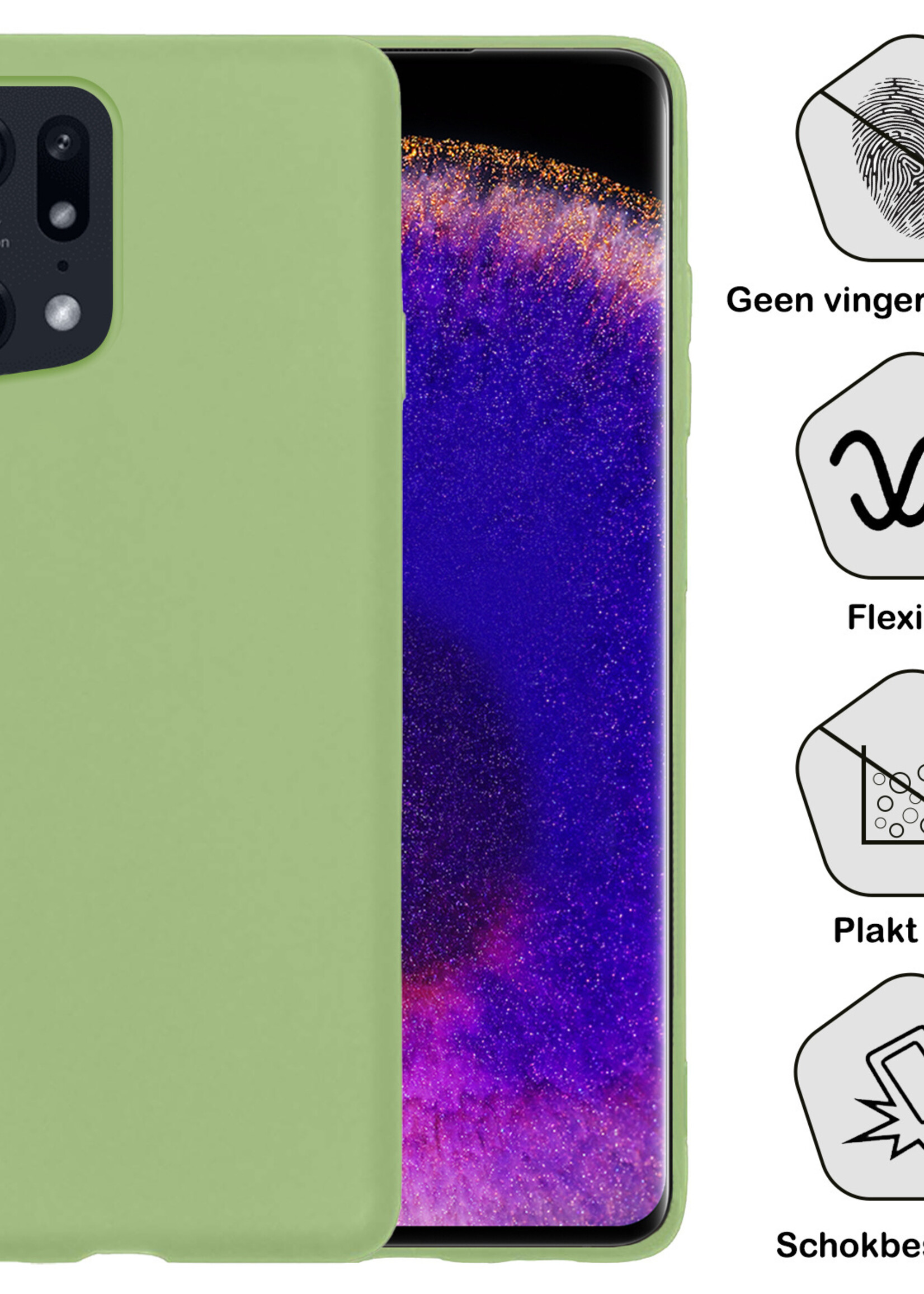 BTH Hoesje Geschikt voor OPPO Find X5 Hoesje Siliconen Case Hoes Met 2x Screenprotector - Hoes Geschikt voor OPPO X5 Hoes Cover Case - Groen
