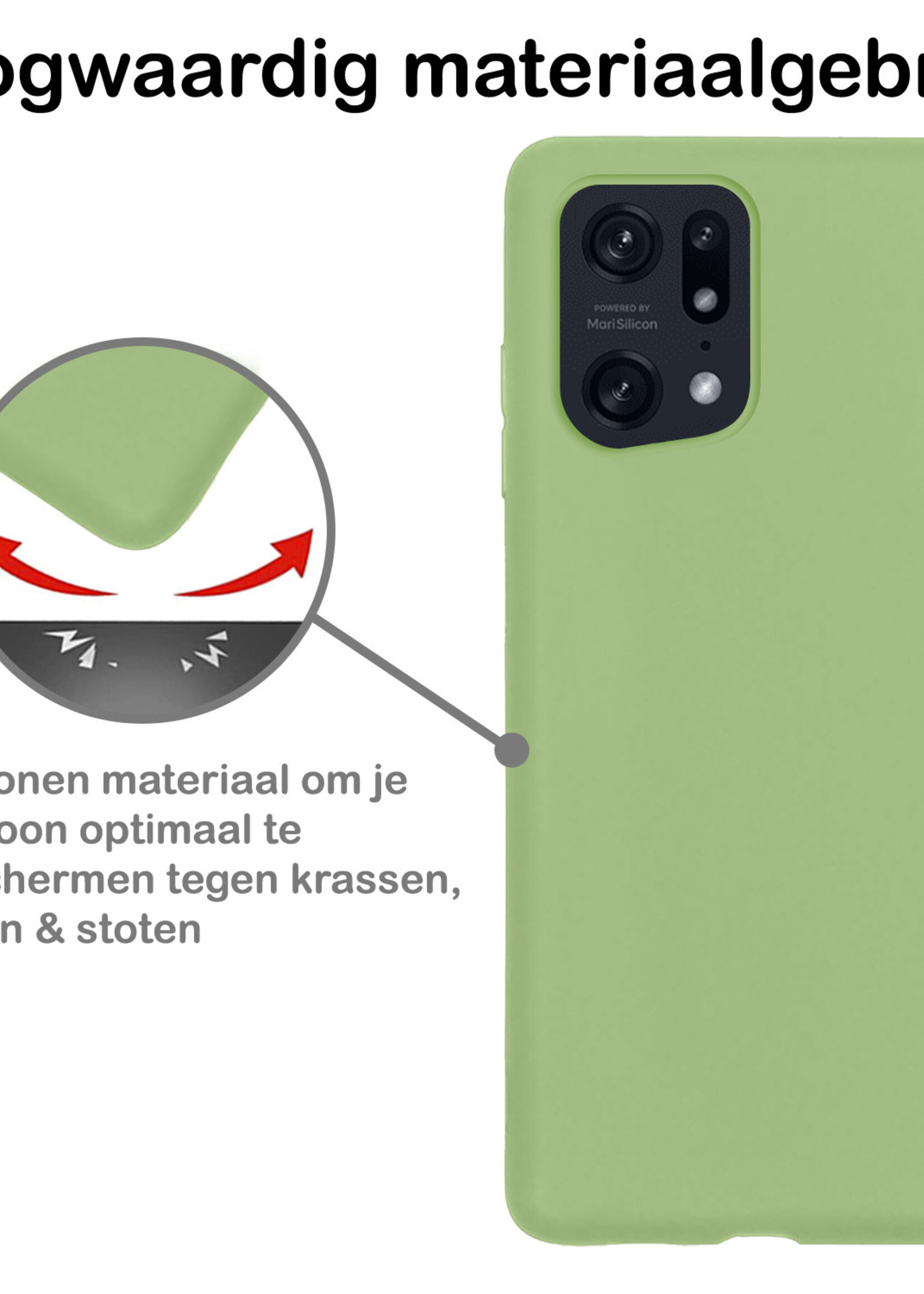 BTH Hoesje Geschikt voor OPPO Find X5 Hoesje Siliconen Case Hoes Met 2x Screenprotector - Hoes Geschikt voor OPPO X5 Hoes Cover Case - Groen