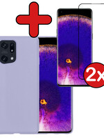 BTH BTH OPPO Find X5 Hoesje Siliconen Met 2x Screenprotector - Lila