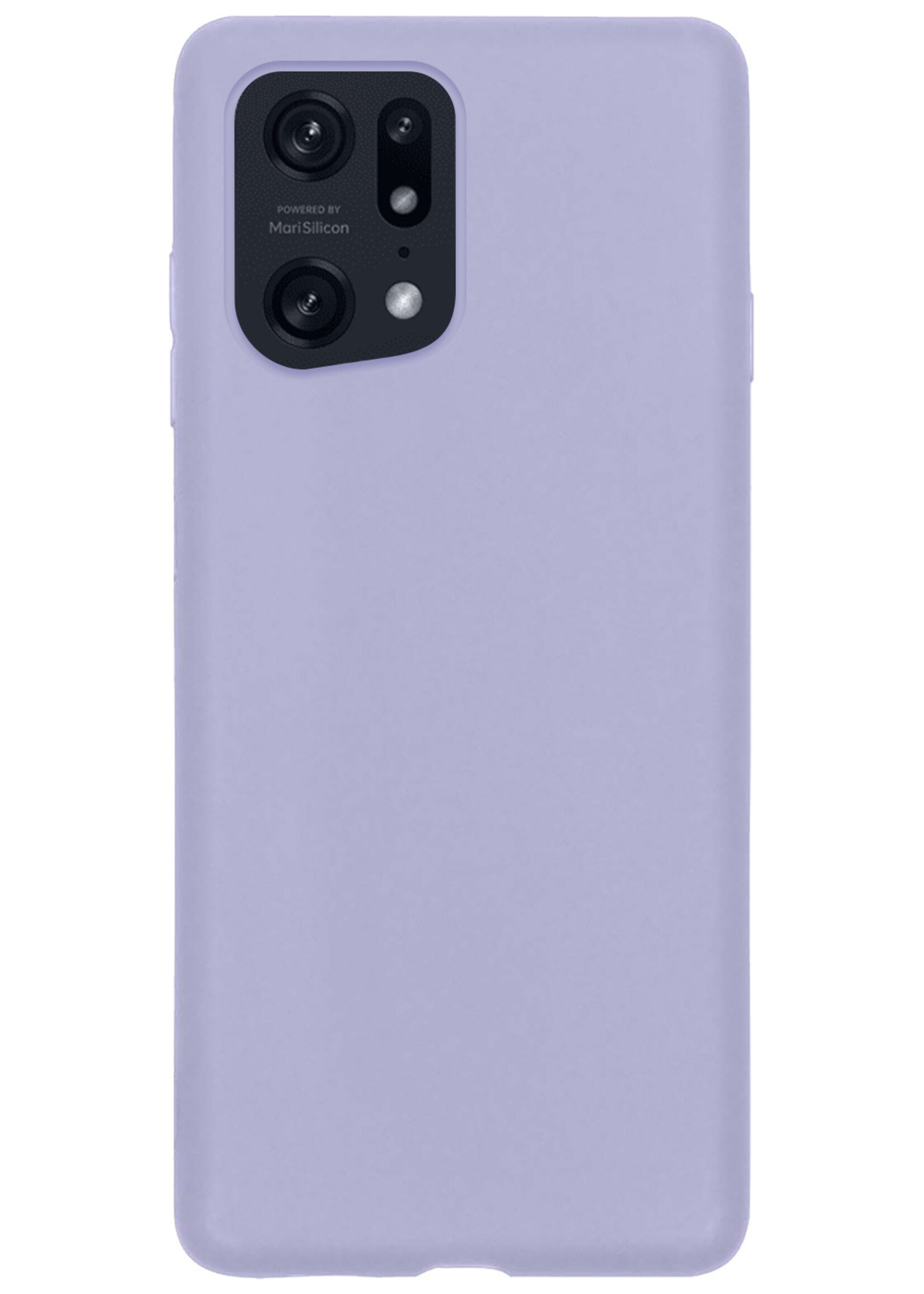 BTH Hoesje Geschikt voor OPPO Find X5 Hoesje Siliconen Case Hoes Met 2x Screenprotector - Hoes Geschikt voor OPPO X5 Hoes Cover Case - Lila