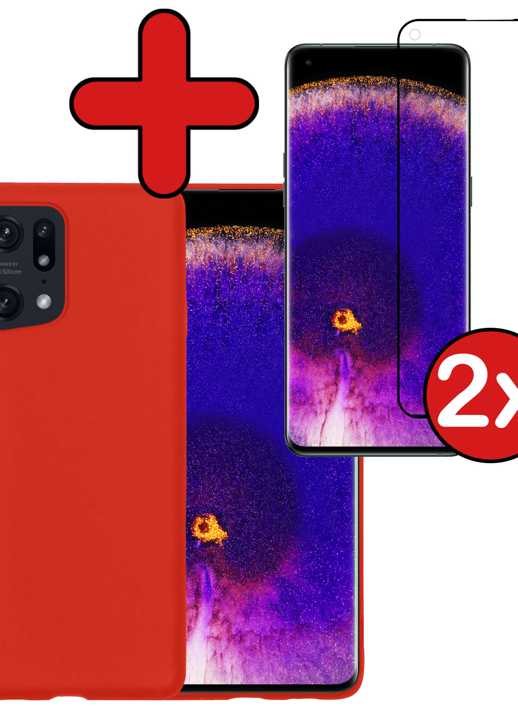 BTH Hoesje Geschikt voor OPPO Find X5 Hoesje Siliconen Case Hoes Met 2x Screenprotector - Hoes Geschikt voor OPPO X5 Hoes Cover Case - Transparant