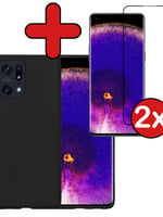 BTH BTH OPPO Find X5 Hoesje Siliconen Met 2x Screenprotector - Zwart