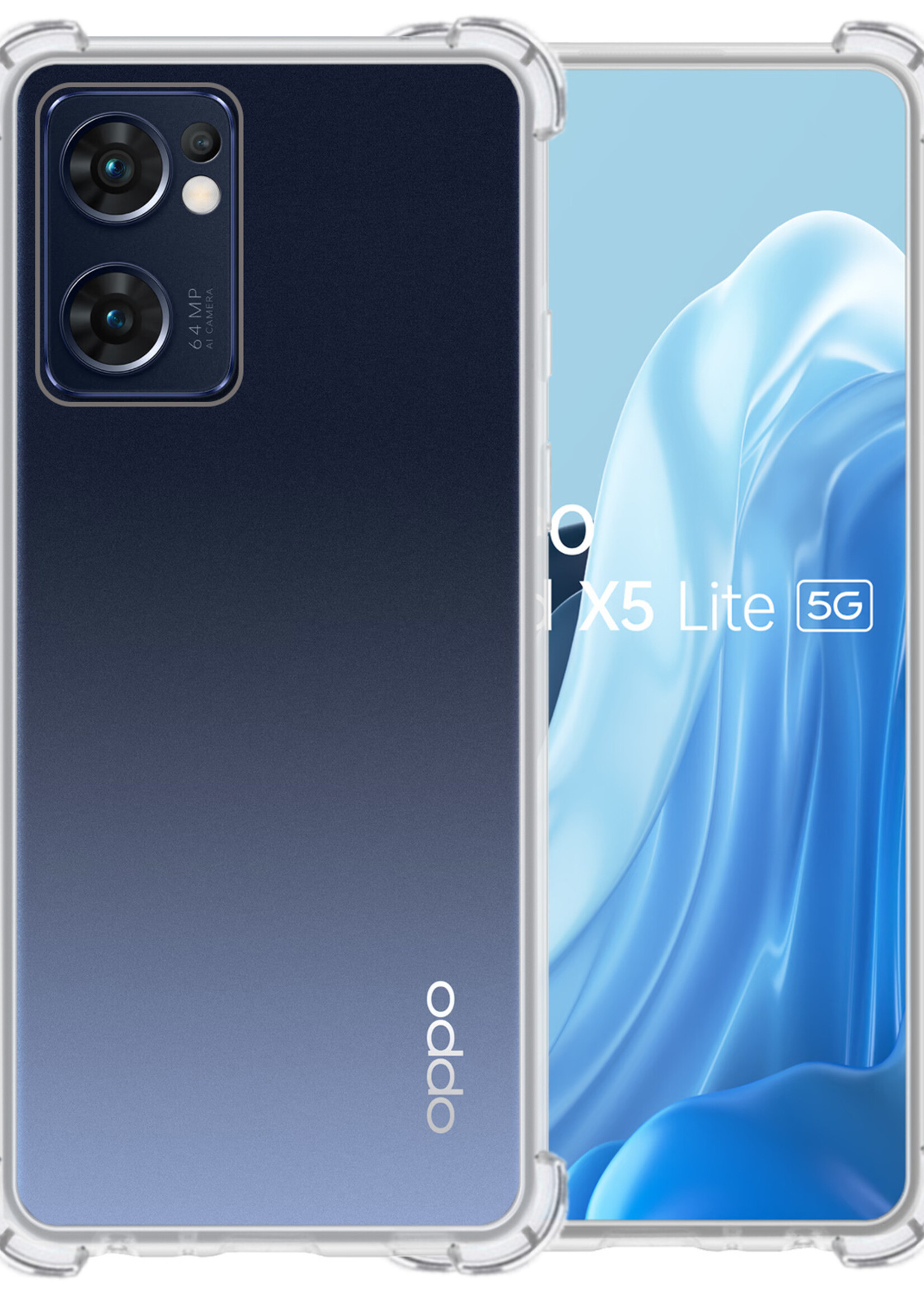 BTH OPPO Find X5 Lite Hoesje Siliconen Shock Proof Case Hoes - OPPO Find X5 Lite Hoes Cover Case Shockproof - Transparant