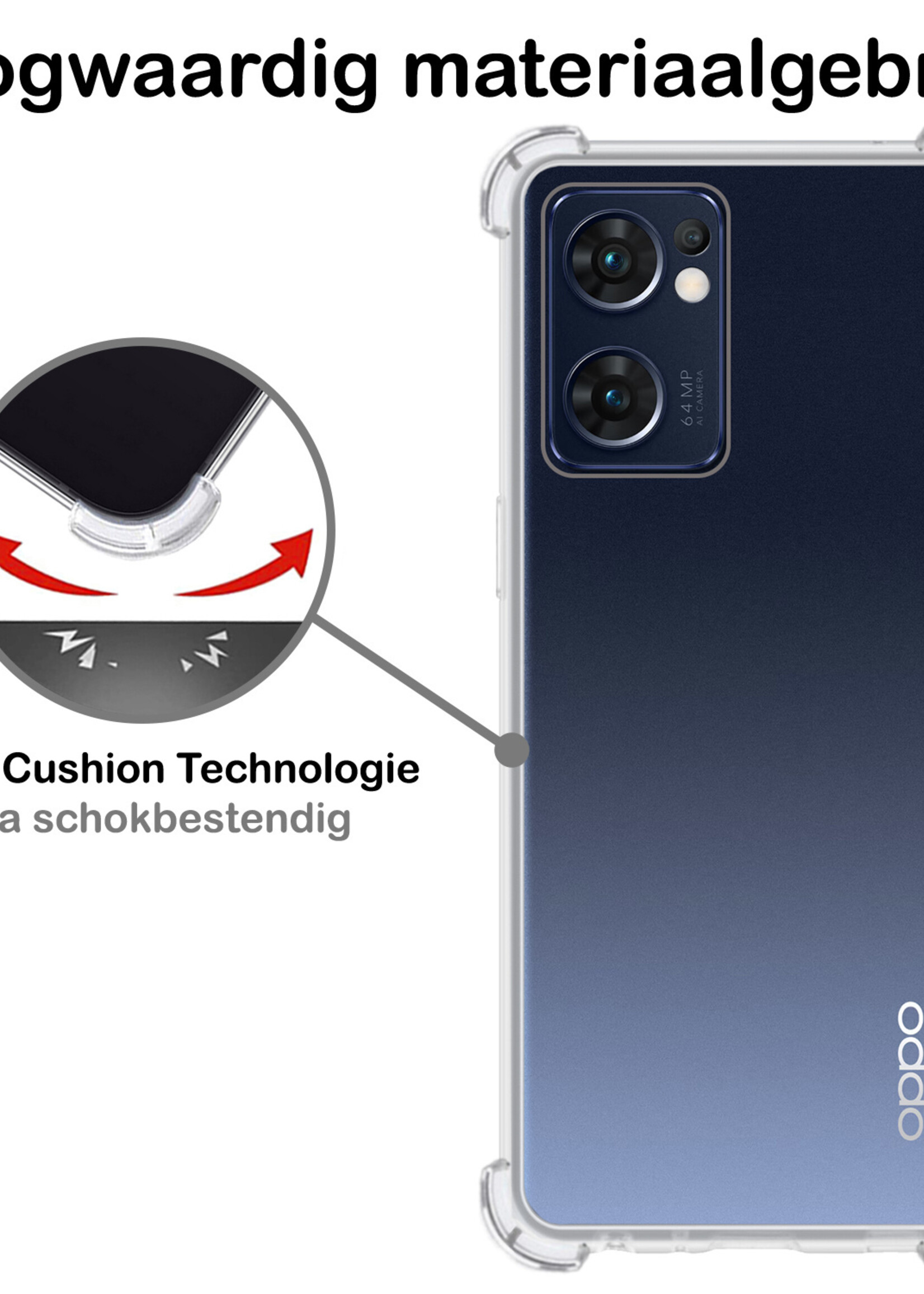 BTH OPPO Find X5 Lite Hoesje Siliconen Shock Proof Case Hoes - OPPO Find X5 Lite Hoes Cover Case Shockproof - Transparant