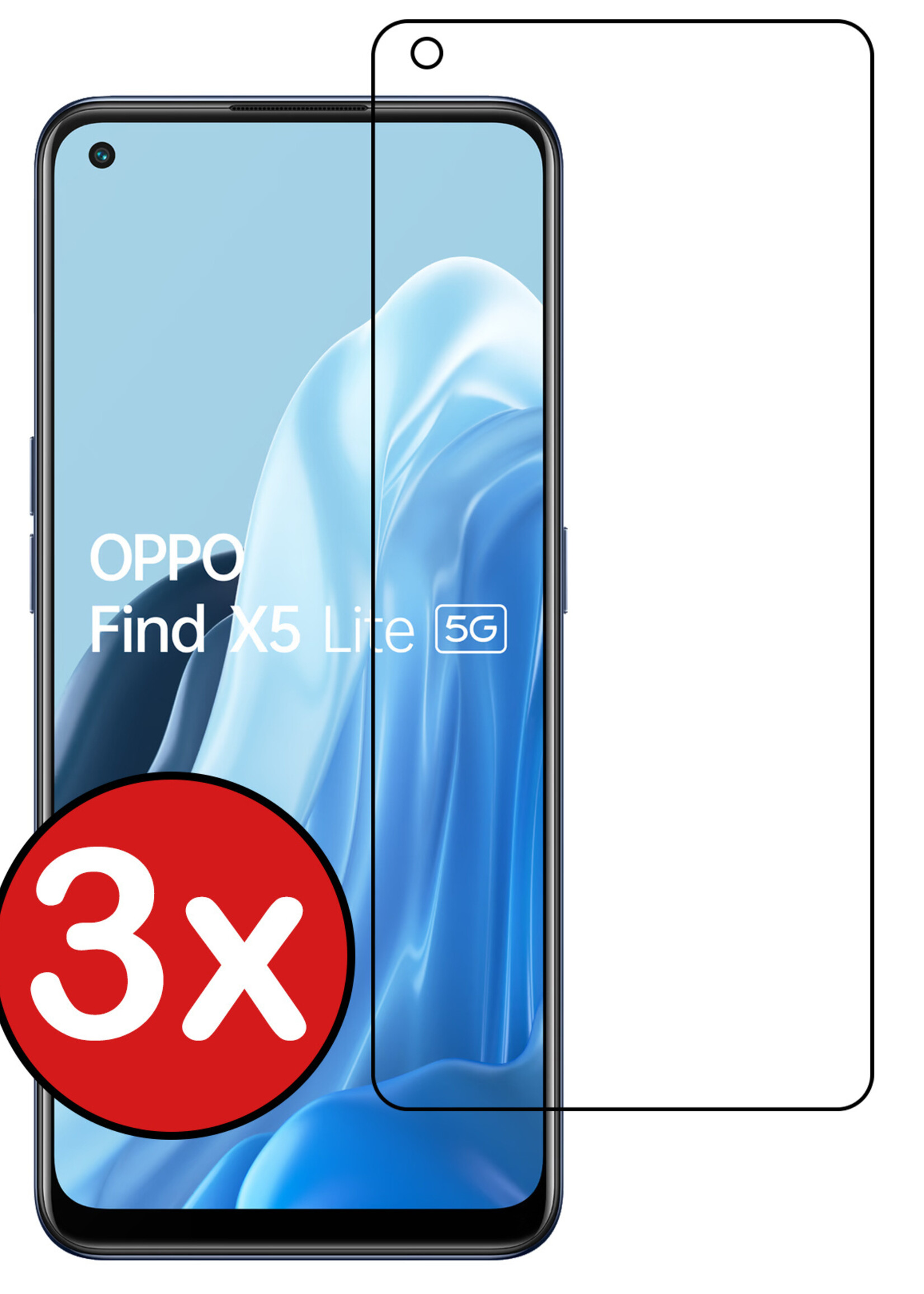 BTH Screenprotector Geschikt voor OPPO Find X5 Lite Screenprotector Glas Gehard Tempered Glass - Screenprotector Geschikt voor OPPO X5 Lite Screen Protector Screen Cover - 3 PACK