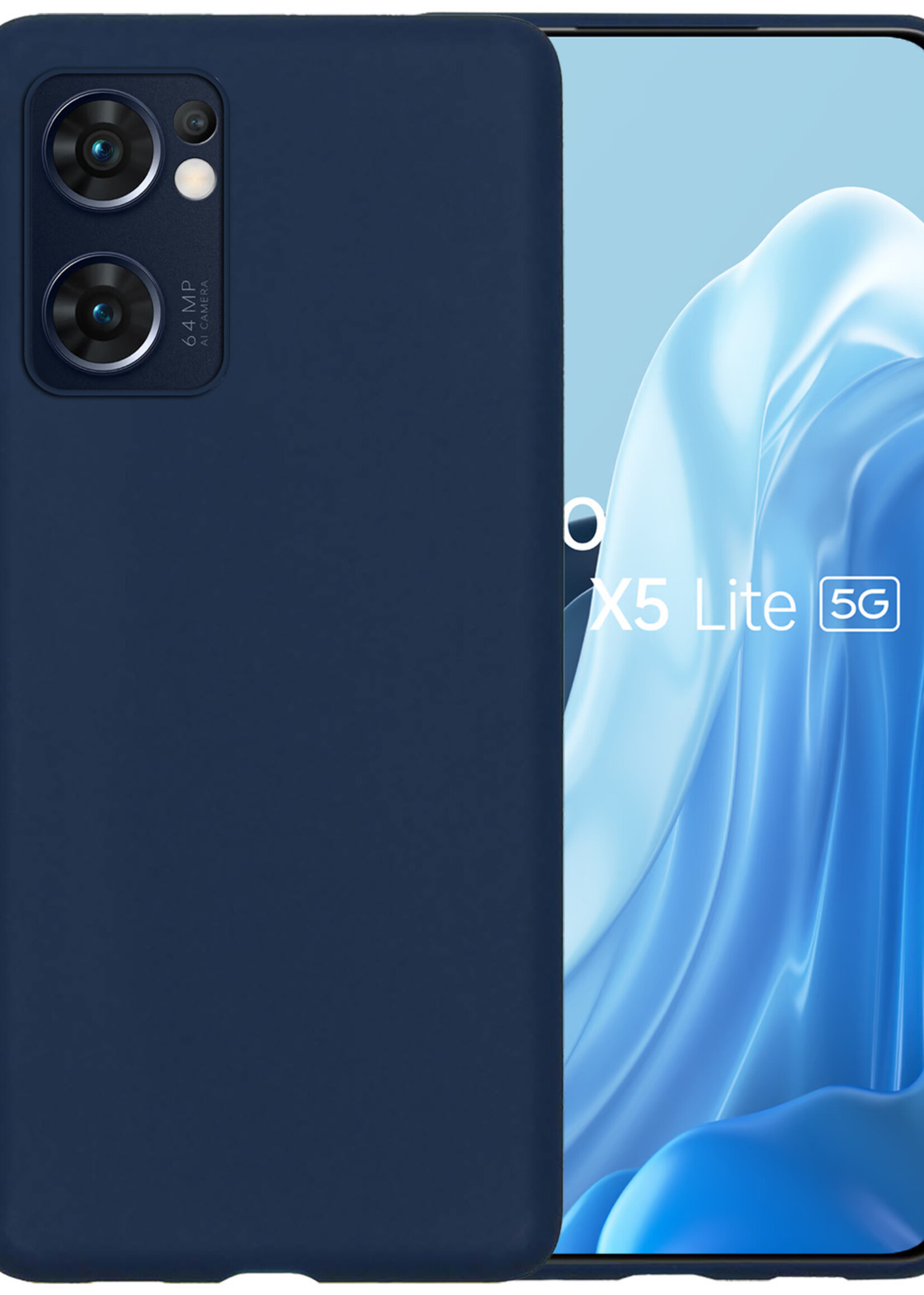 BTH OPPO Find X5 Lite Hoesje Siliconen Case Cover - OPPO Find X5 Lite Hoesje Cover Hoes Siliconen - Donker Blauw