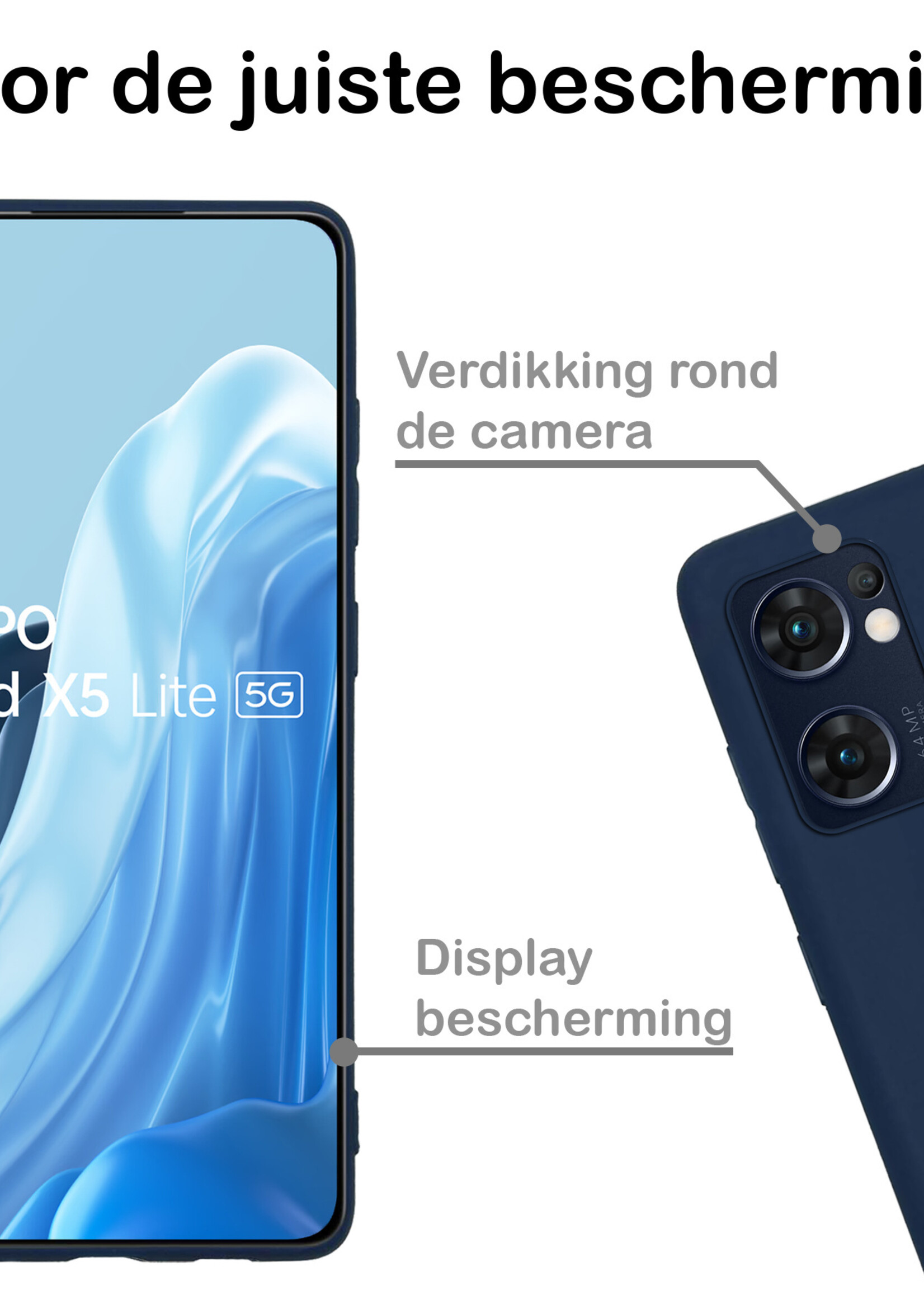 BTH OPPO Find X5 Lite Hoesje Siliconen Case Cover - OPPO Find X5 Lite Hoesje Cover Hoes Siliconen - Donker Blauw