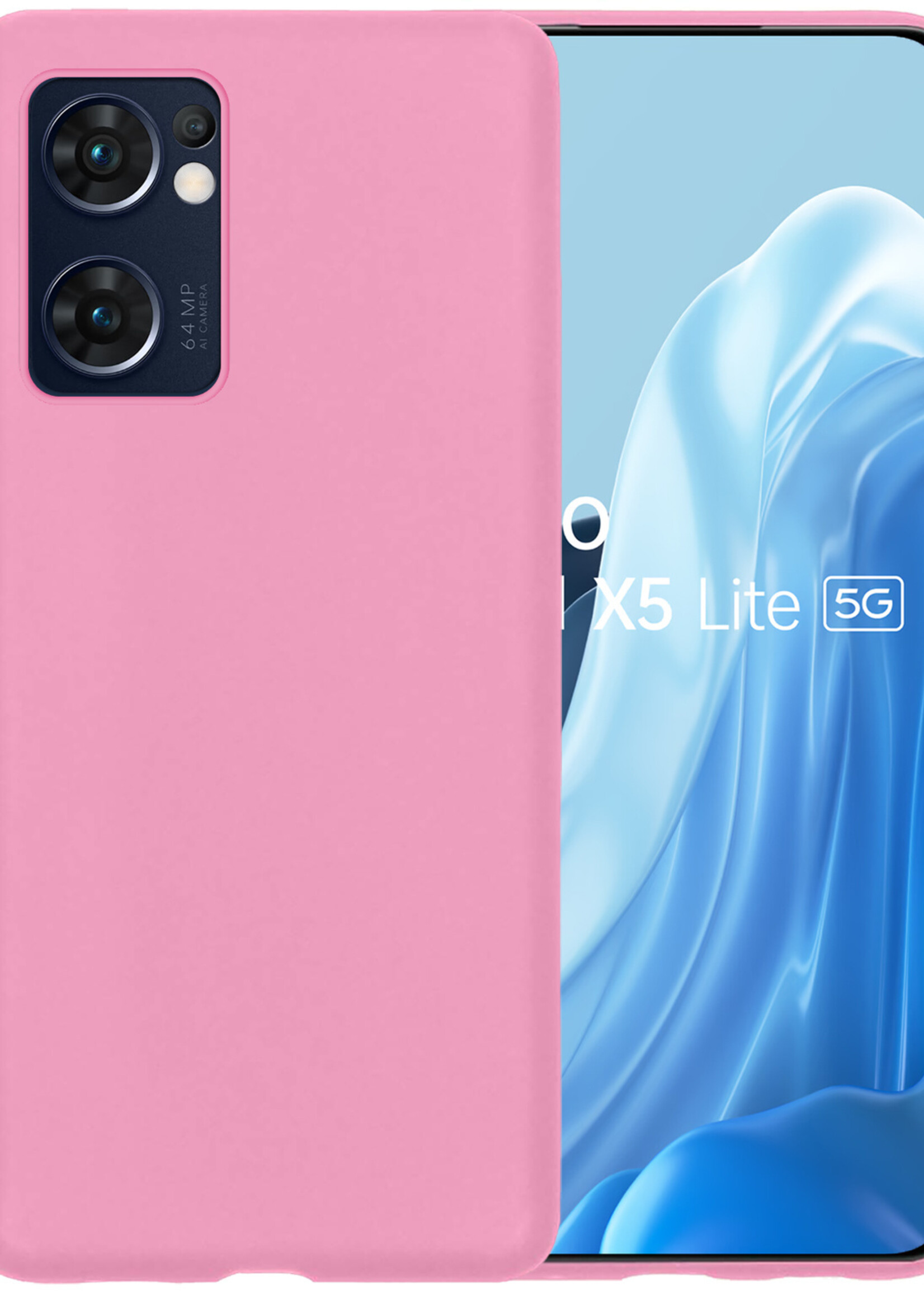 BTH OPPO Find X5 Lite Hoesje Siliconen Case Cover - OPPO Find X5 Lite Hoesje Cover Hoes Siliconen - Licht Roze