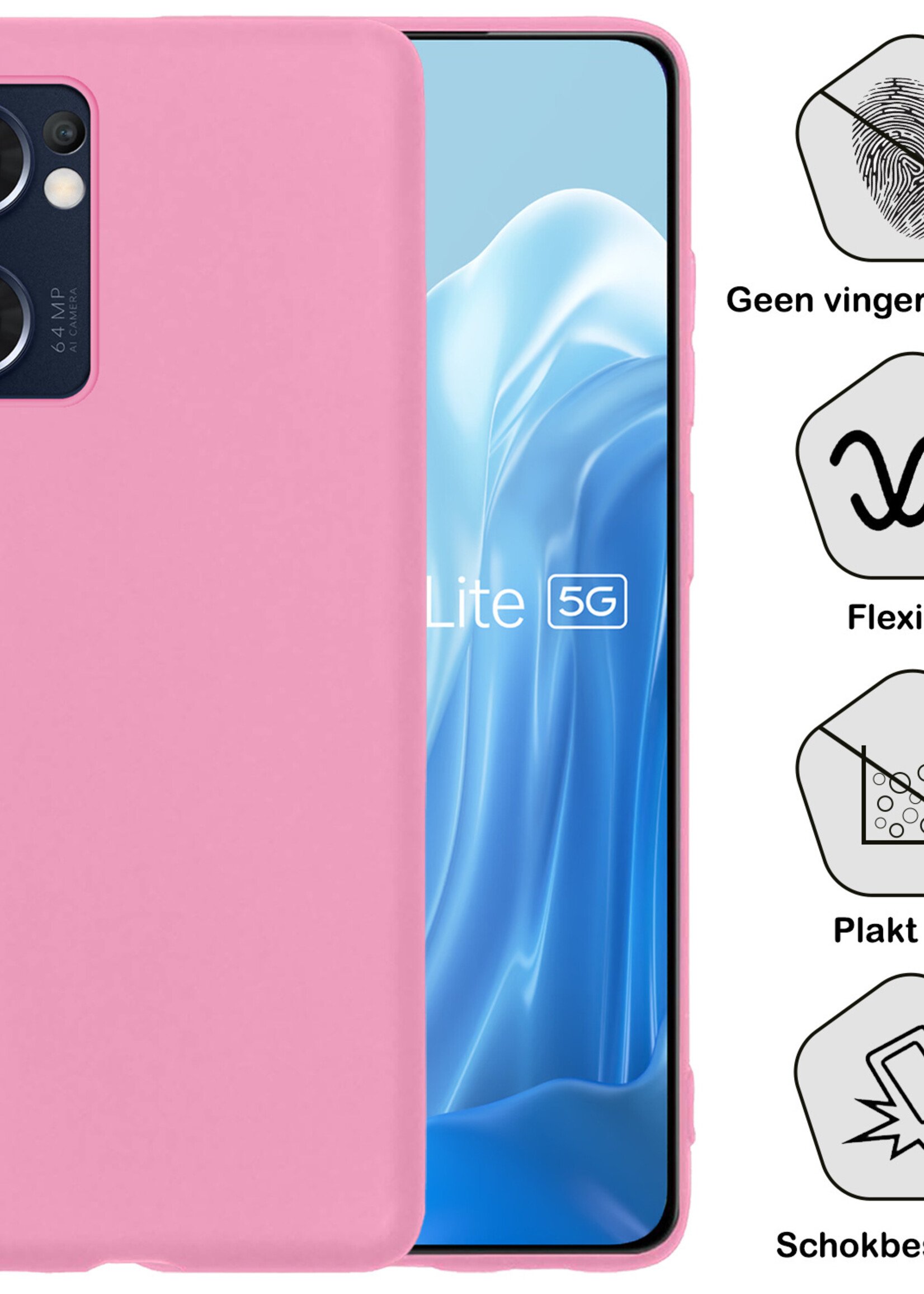 BTH OPPO Find X5 Lite Hoesje Siliconen Case Cover - OPPO Find X5 Lite Hoesje Cover Hoes Siliconen - Licht Roze