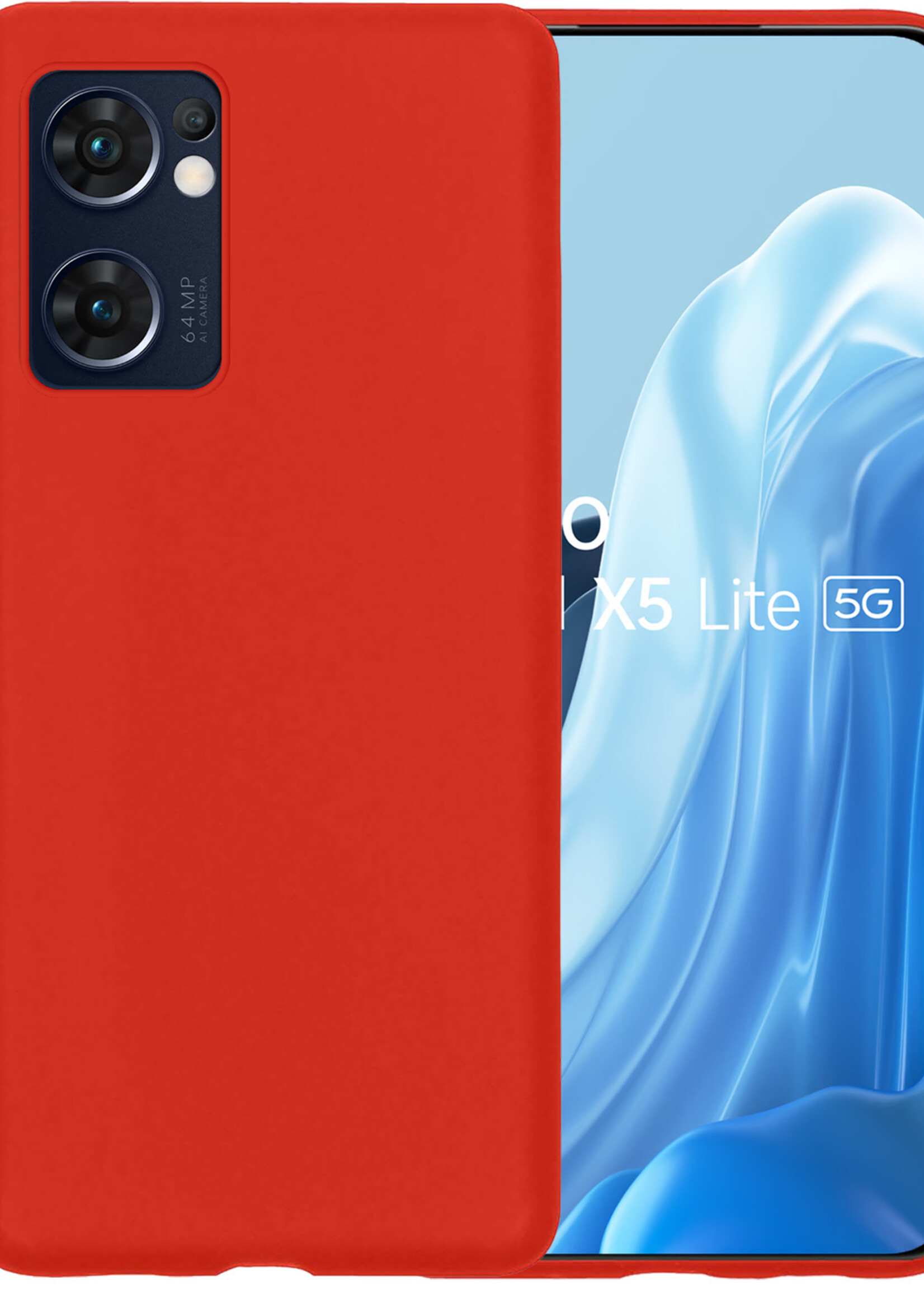 BTH OPPO Find X5 Lite Hoesje Siliconen Case Cover - OPPO Find X5 Lite Hoesje Cover Hoes Siliconen - Rood