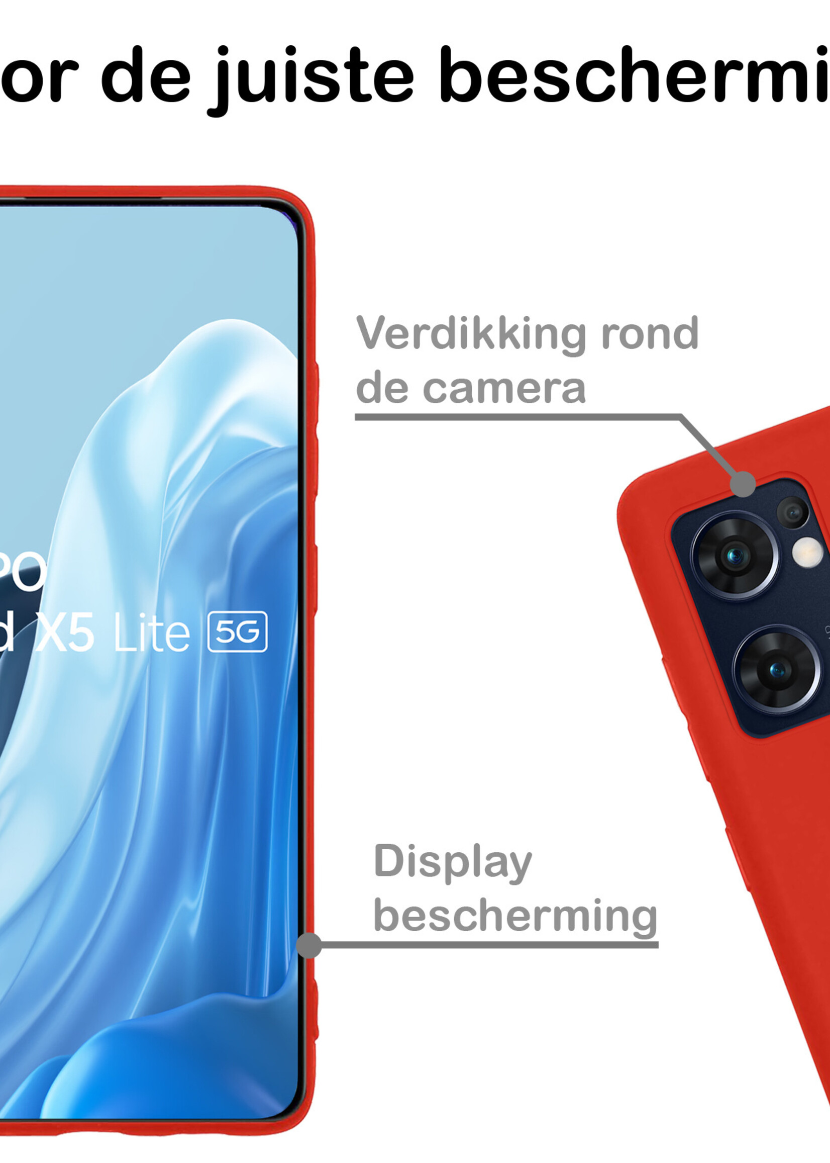 BTH OPPO Find X5 Lite Hoesje Siliconen Case Cover - OPPO Find X5 Lite Hoesje Cover Hoes Siliconen - Rood