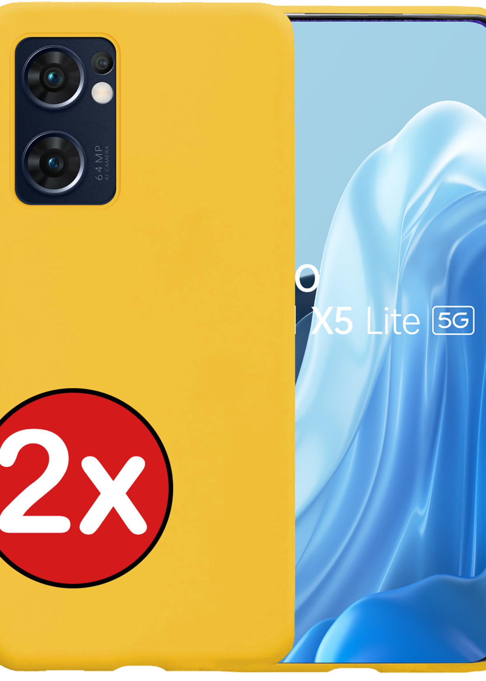BTH Hoesje Geschikt voor OPPO Find X5 Lite Hoesje Siliconen Case Hoes - Hoes Geschikt voor OPPO X5 Lite Hoes Cover Case - Geel - 2 PACK