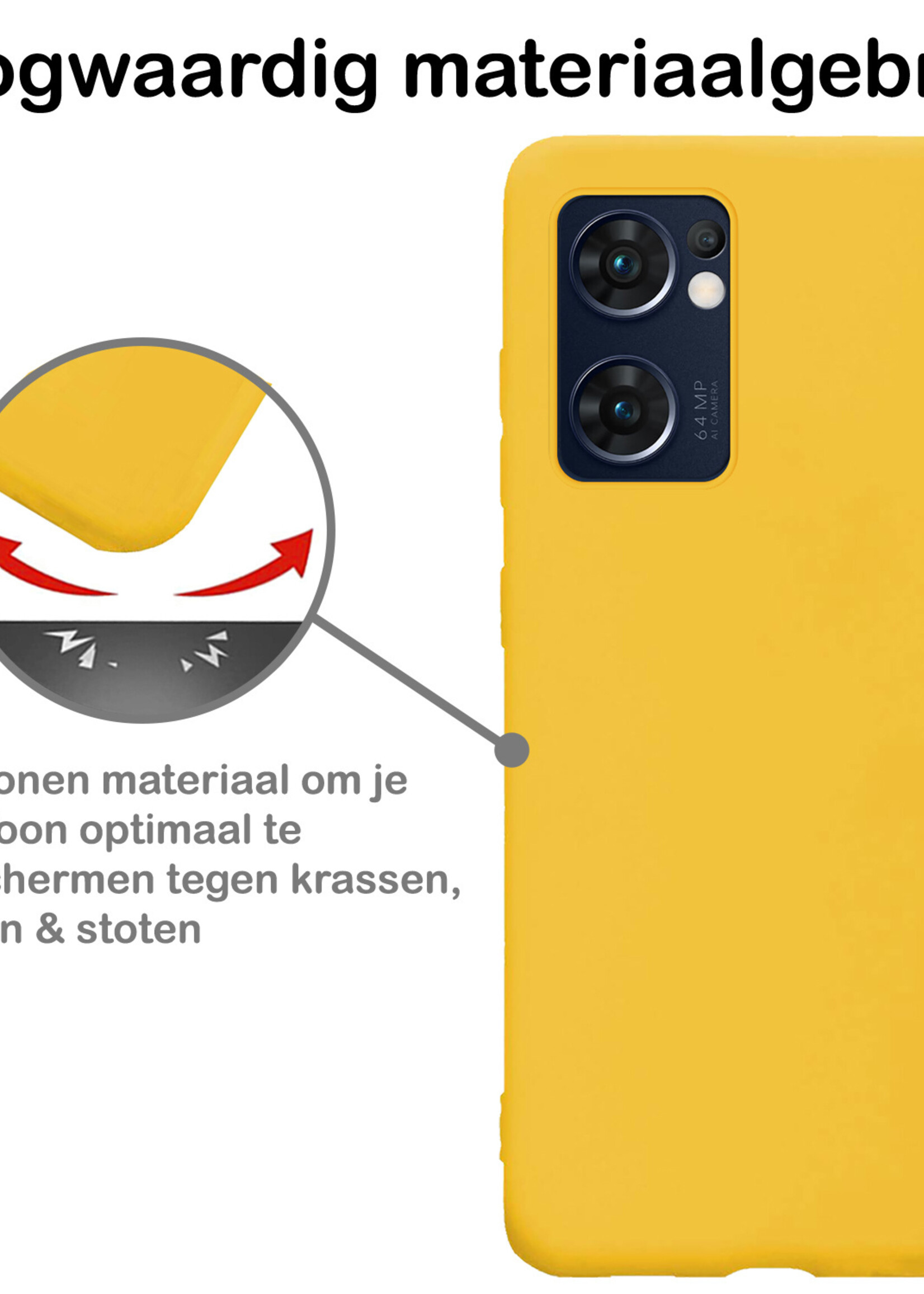 BTH Hoesje Geschikt voor OPPO Find X5 Lite Hoesje Siliconen Case Hoes - Hoes Geschikt voor OPPO X5 Lite Hoes Cover Case - Geel - 2 PACK