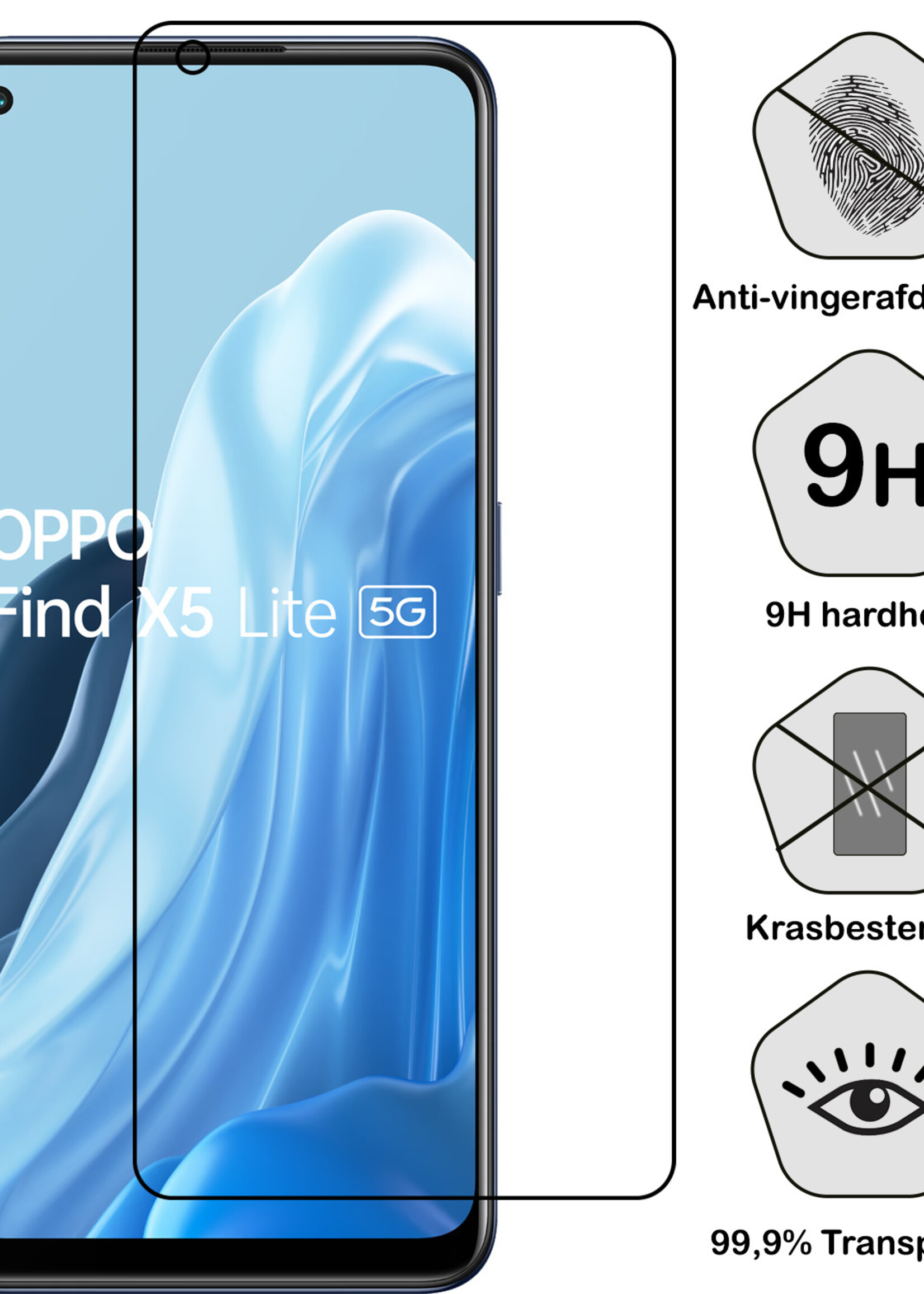 BTH Hoesje Geschikt voor OPPO Find X5 Lite Hoesje Siliconen Case Hoes Met Screenprotector - Hoes Geschikt voor OPPO X5 Lite Hoes Cover Case - Transparant