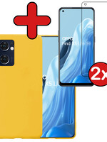 BTH BTH OPPO Find X5 Lite Hoesje Siliconen Met 2x Screenprotector - Geel