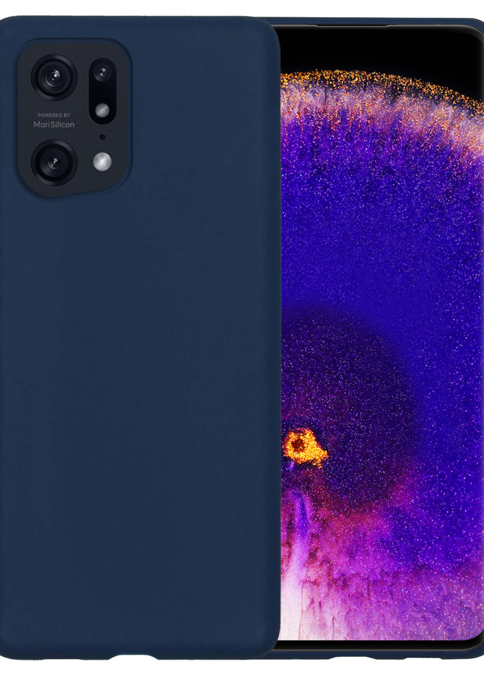 BTH OPPO Find X5 Pro Hoesje Siliconen Case Cover - OPPO Find X5 Pro Hoesje Cover Hoes Siliconen - Donker Blauw