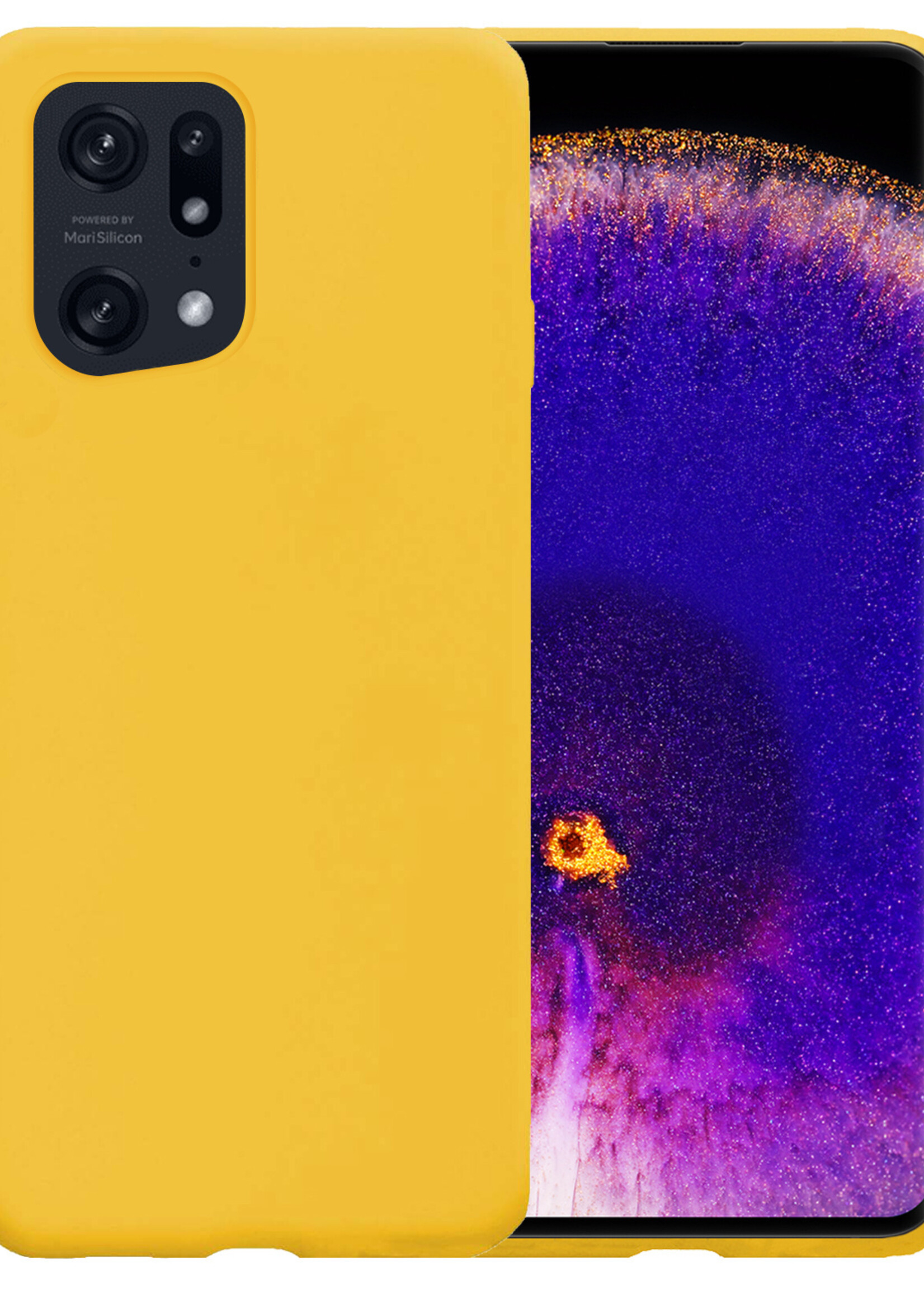 BTH OPPO Find X5 Pro Hoesje Siliconen Case Cover - OPPO Find X5 Pro Hoesje Cover Hoes Siliconen - Geel