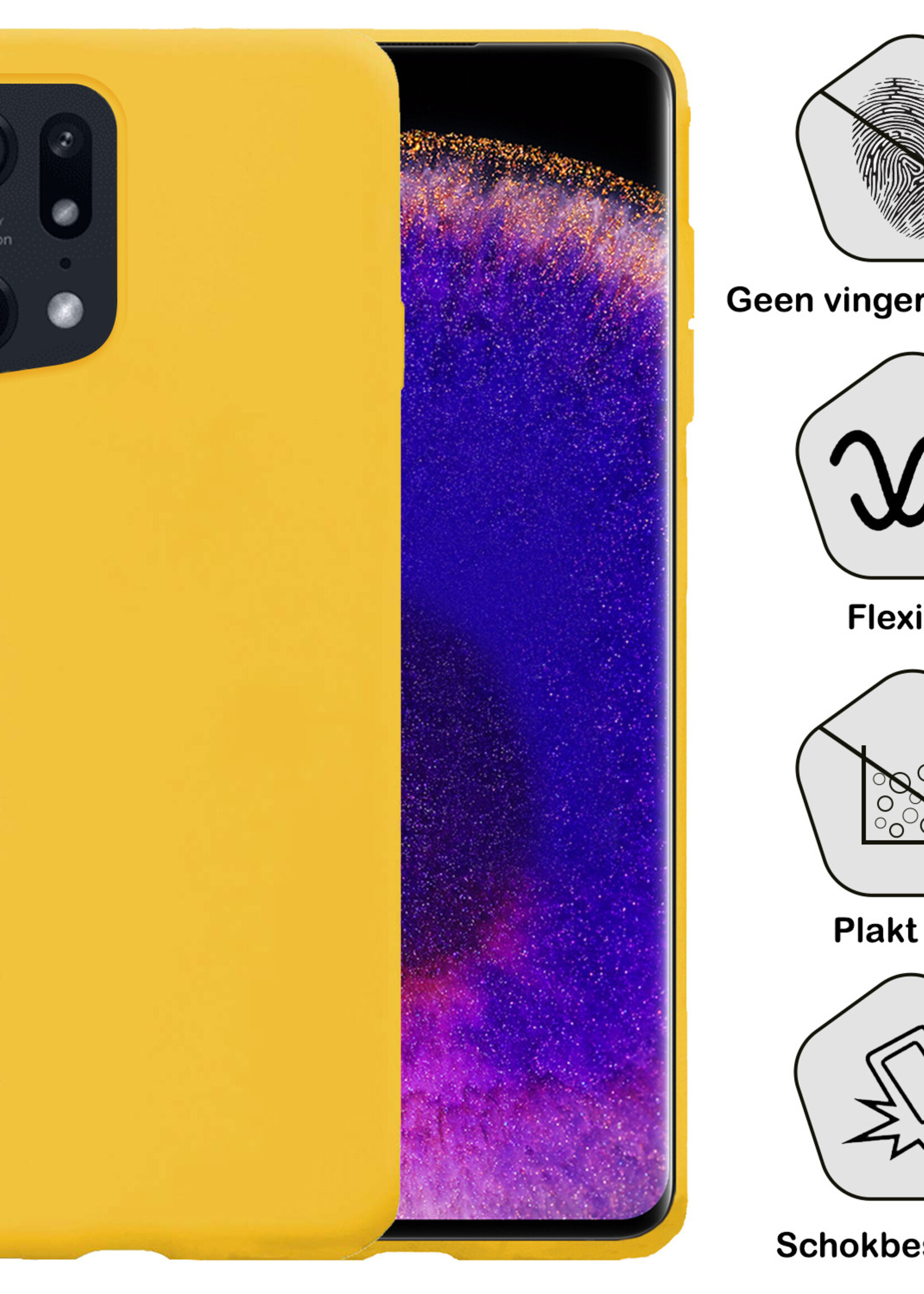 BTH OPPO Find X5 Pro Hoesje Siliconen Case Cover - OPPO Find X5 Pro Hoesje Cover Hoes Siliconen - Geel