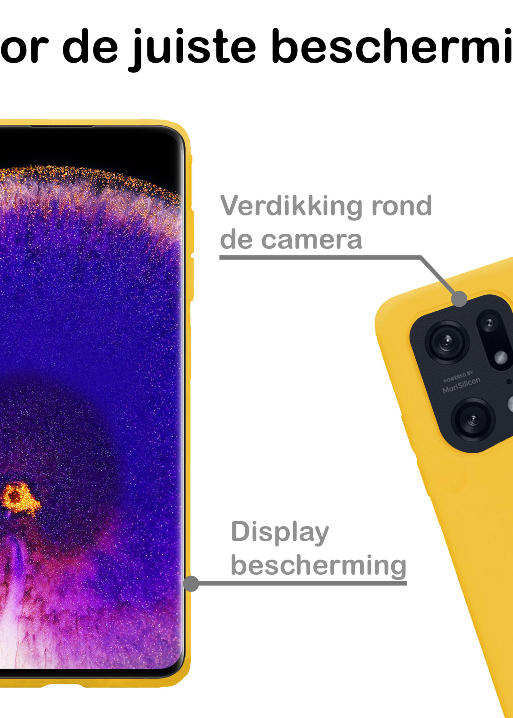 BTH OPPO Find X5 Pro Hoesje Siliconen Case Cover - OPPO Find X5 Pro Hoesje Cover Hoes Siliconen - Geel