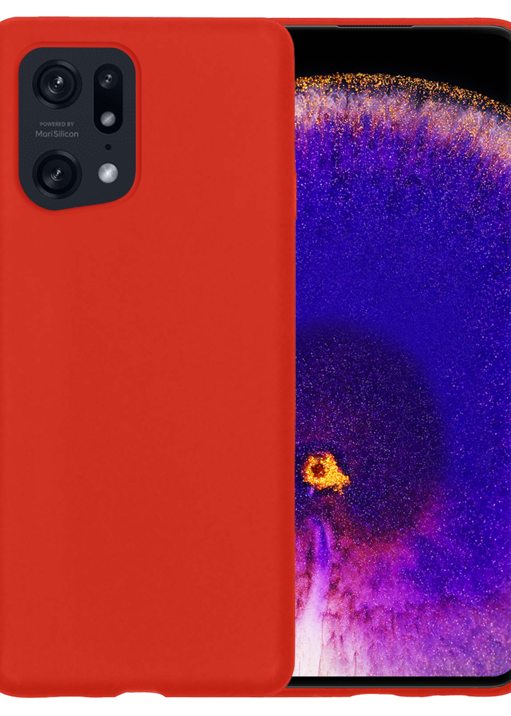 BTH OPPO Find X5 Pro Hoesje Siliconen Case Cover - OPPO Find X5 Pro Hoesje Cover Hoes Siliconen - Rood