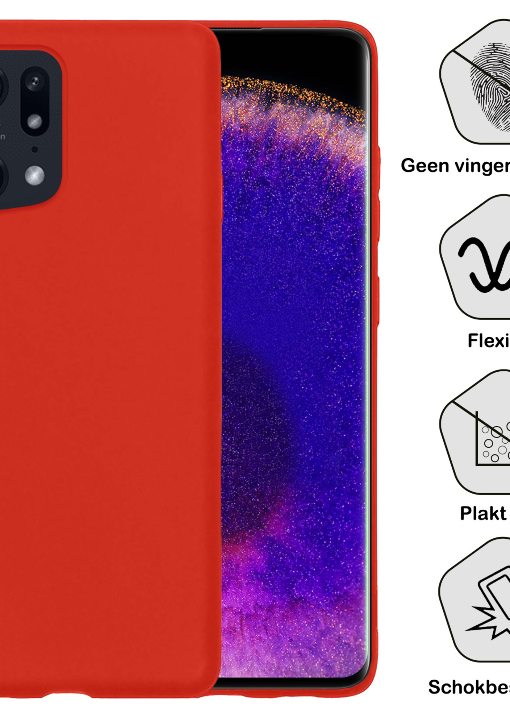 BTH OPPO Find X5 Pro Hoesje Siliconen Case Cover - OPPO Find X5 Pro Hoesje Cover Hoes Siliconen - Rood