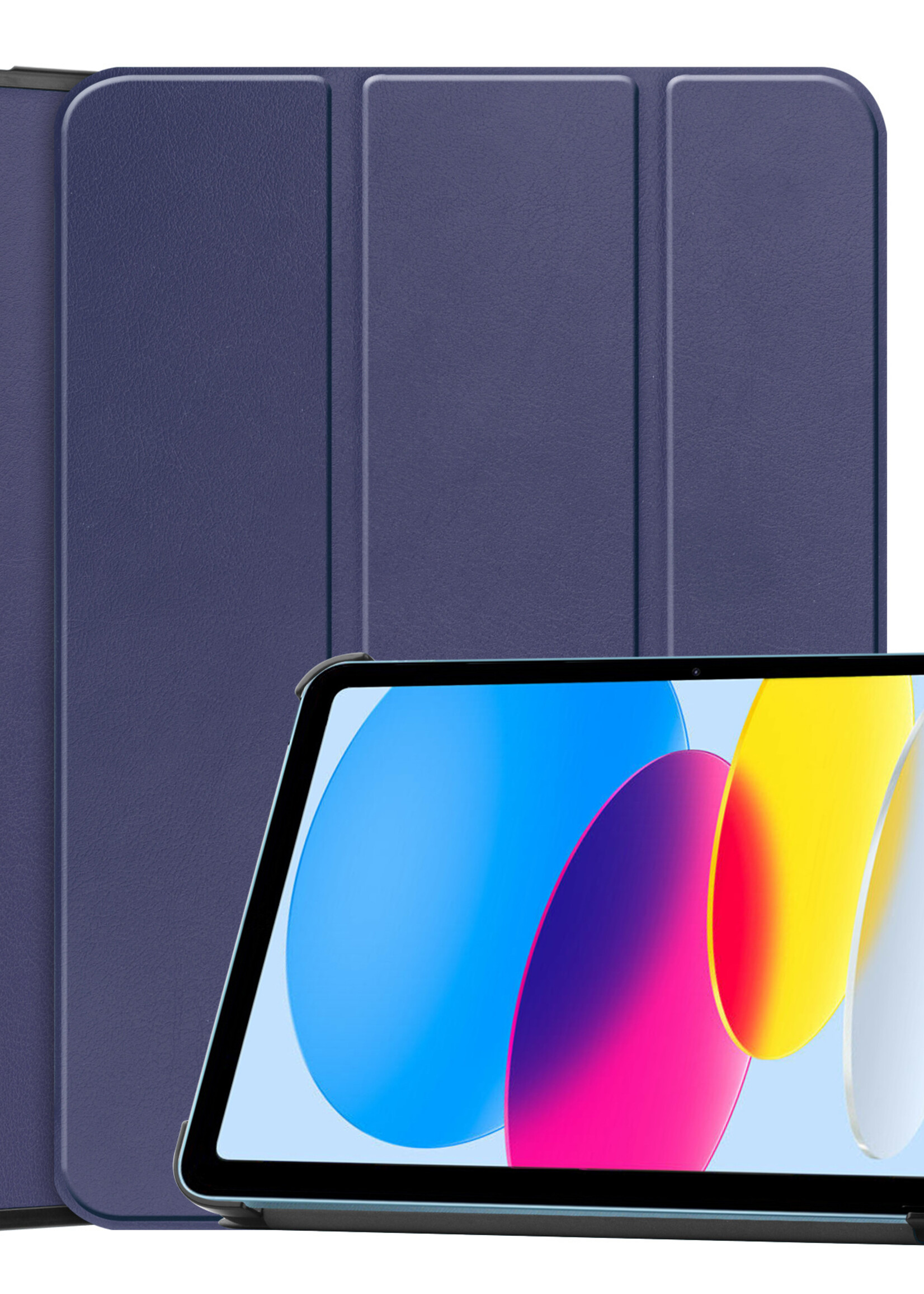 BTH iPad 2022 Hoesje Book Case Luxe Cover Hoes - iPad 10 2022 Hoesje Bookcase - Donker Blauw