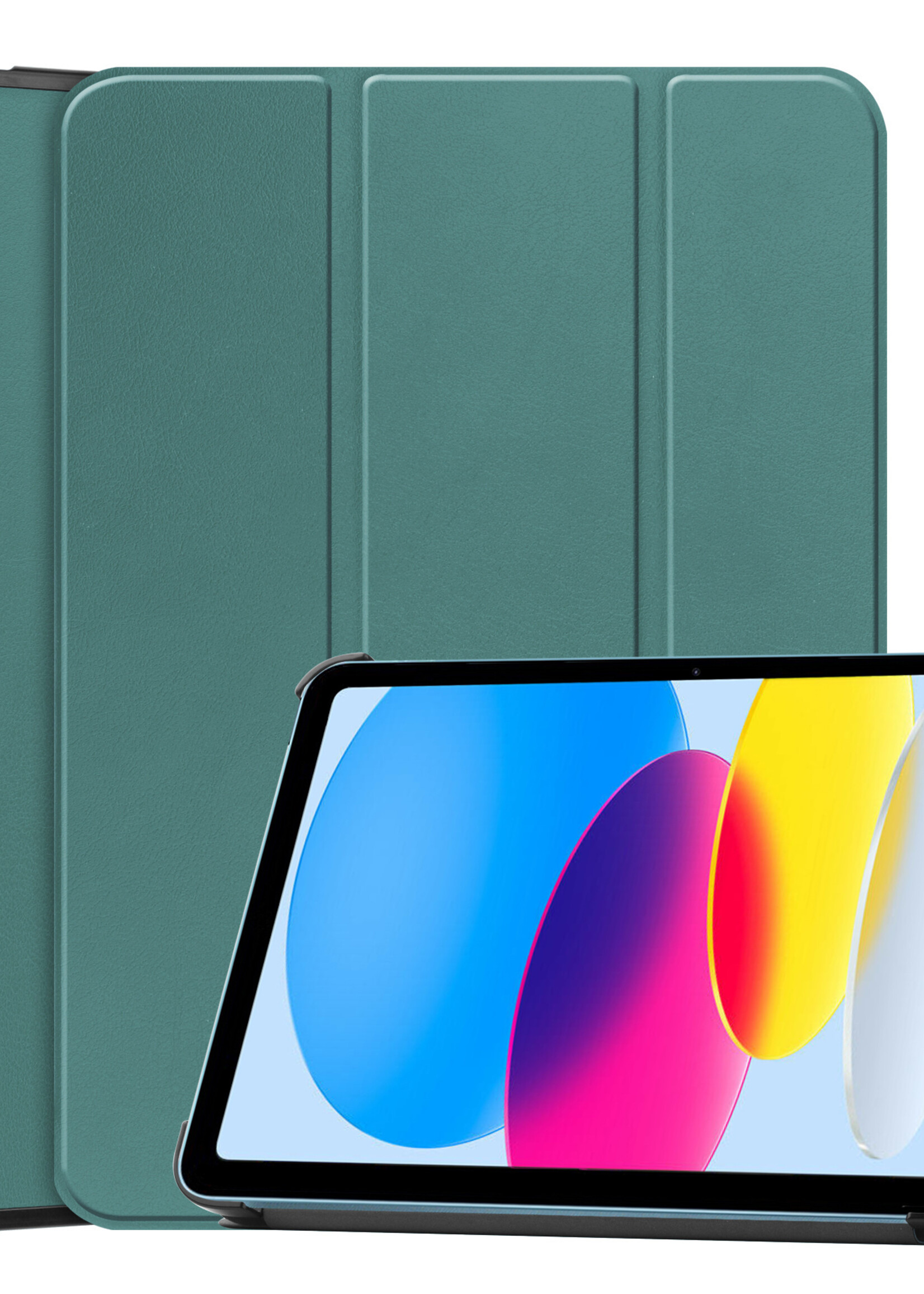BTH iPad 2022 Hoesje Book Case Luxe Cover Hoes - iPad 10 2022 Hoesje Bookcase - Donker Groen
