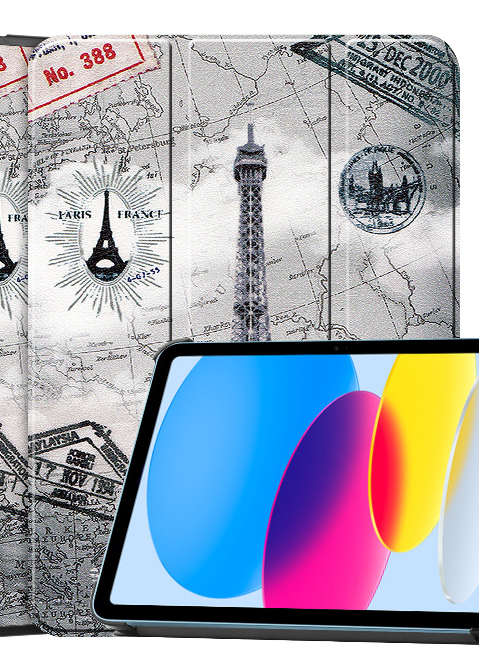 BTH iPad 2022 Hoesje Book Case Luxe Cover Hoes - iPad 10 2022 Hoesje Bookcase - Eiffeltoren